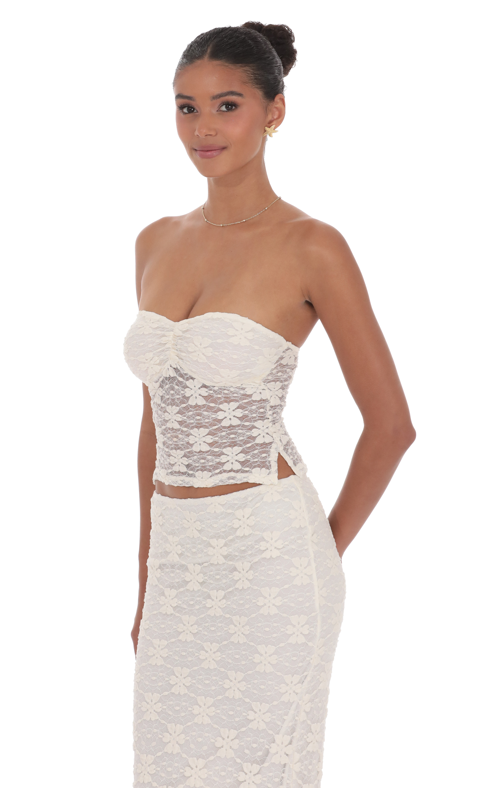 Lace Sheer Top in Cream - luluinthesky