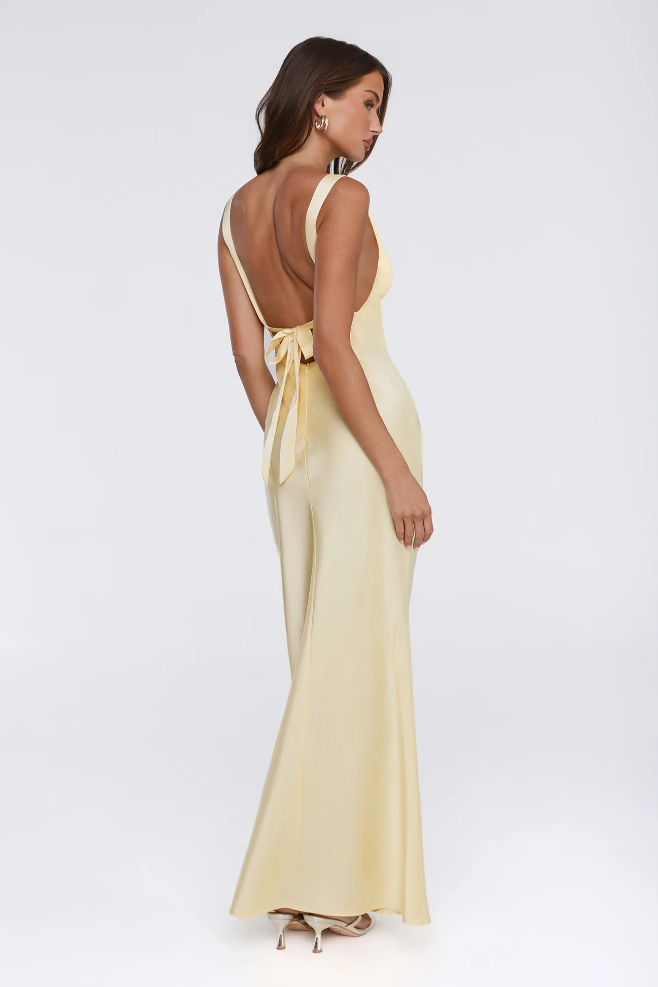 Polished Affair Satin Maxi Dress Butter - FASHION NOB