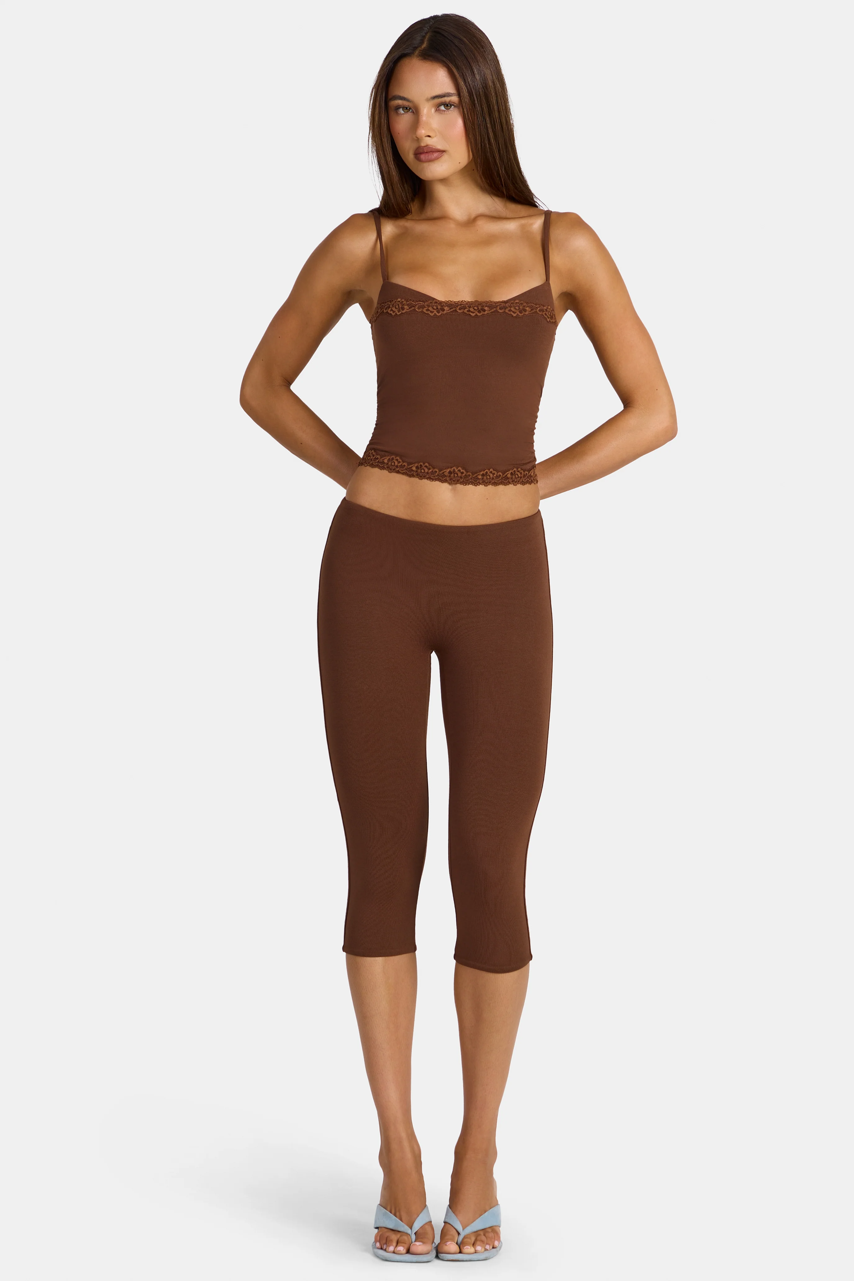 Modal Capri Leggings in Cocoa Brown