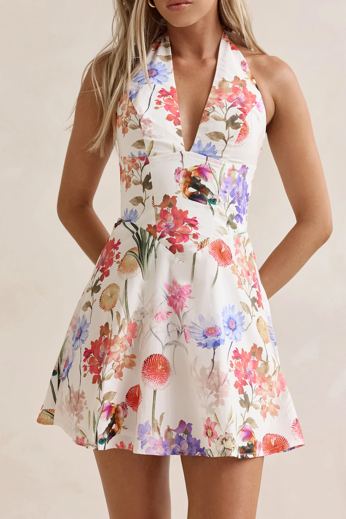 Wildflowers Halter Mini Dress Multi - luluinthesky