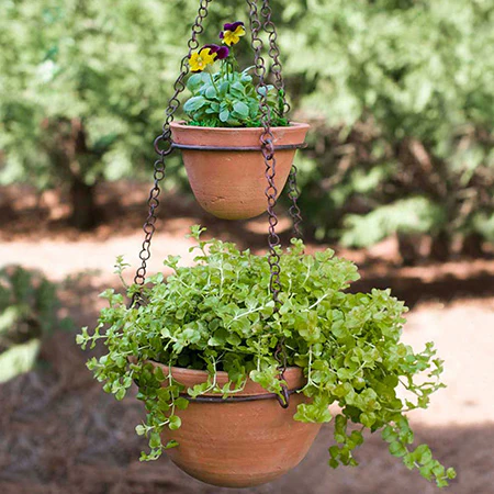 Two-Tier Hanging Terra Cotta Pot