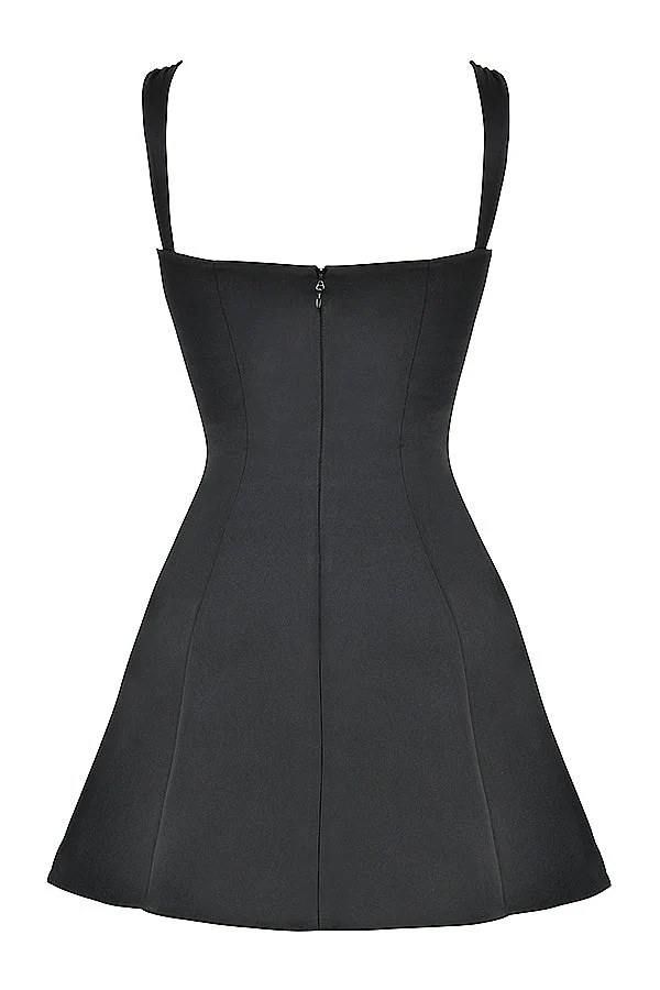 black satin and lace mini dress