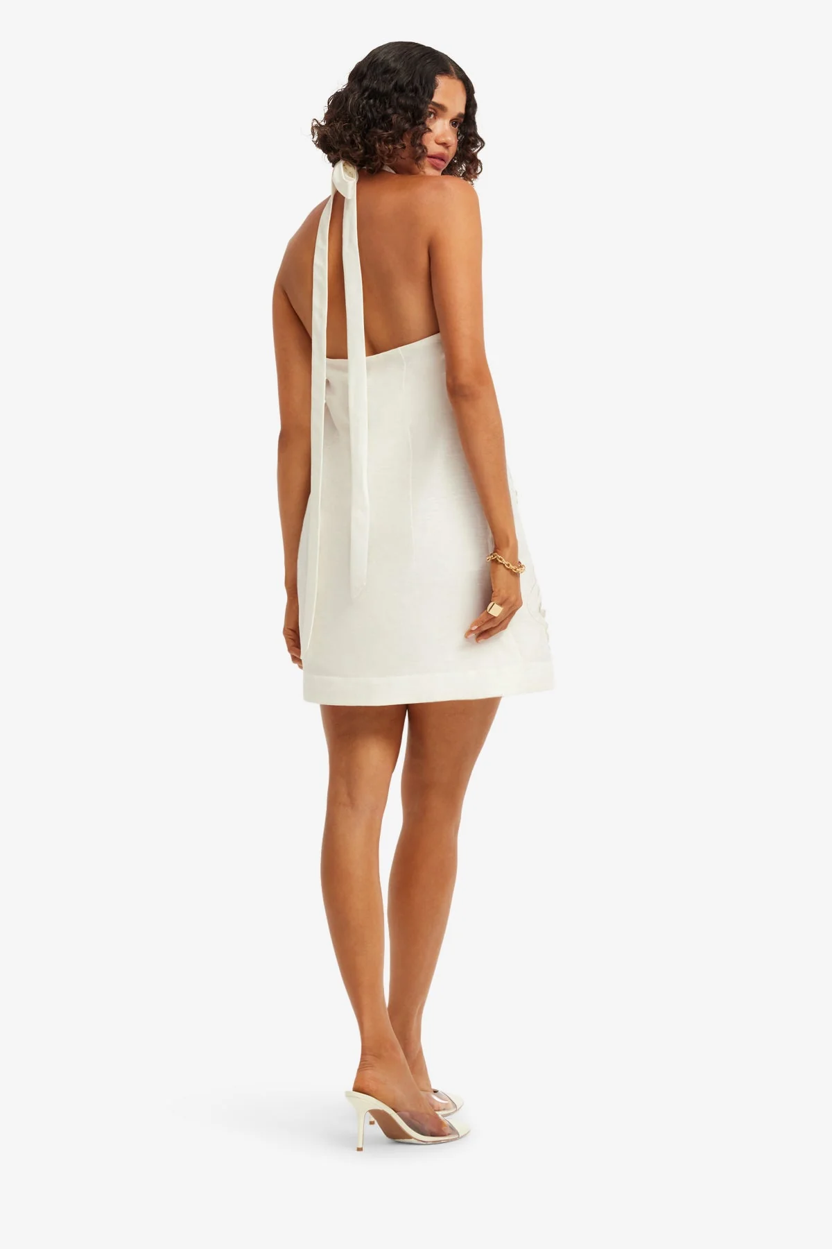 Lola Appliqué Halterneck Mini Dress - Snow