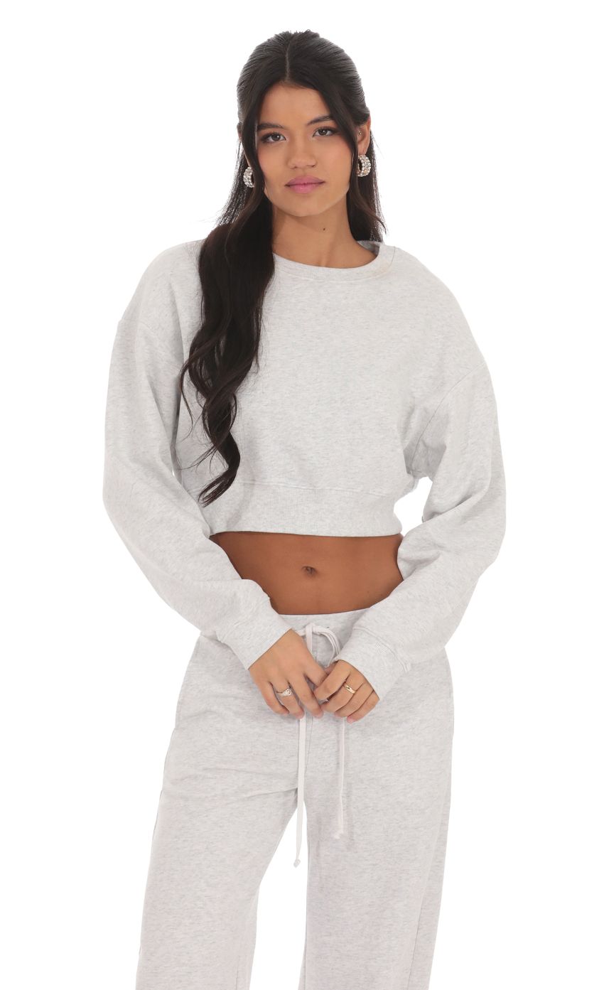 Cropped Jumper in Heather Grey