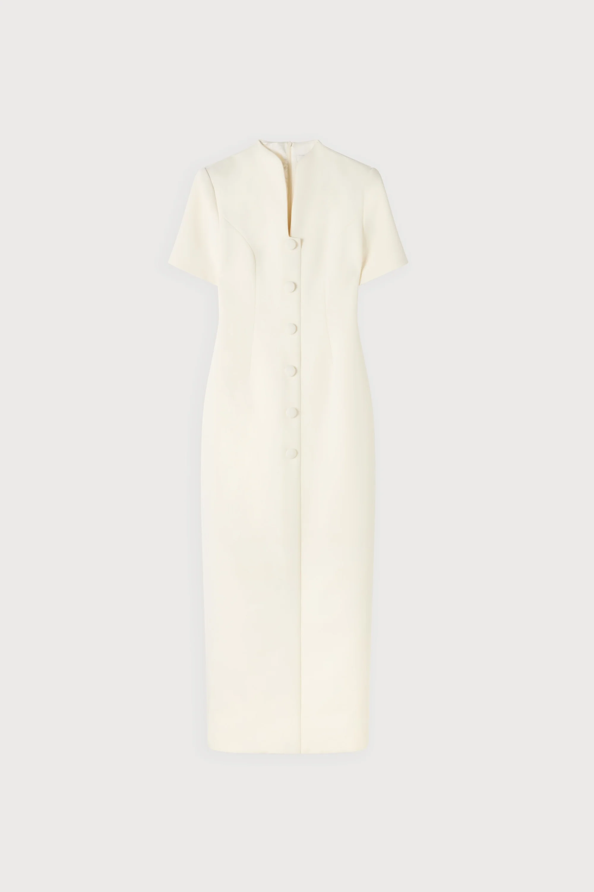 Cotton Mix Button Midi Dress