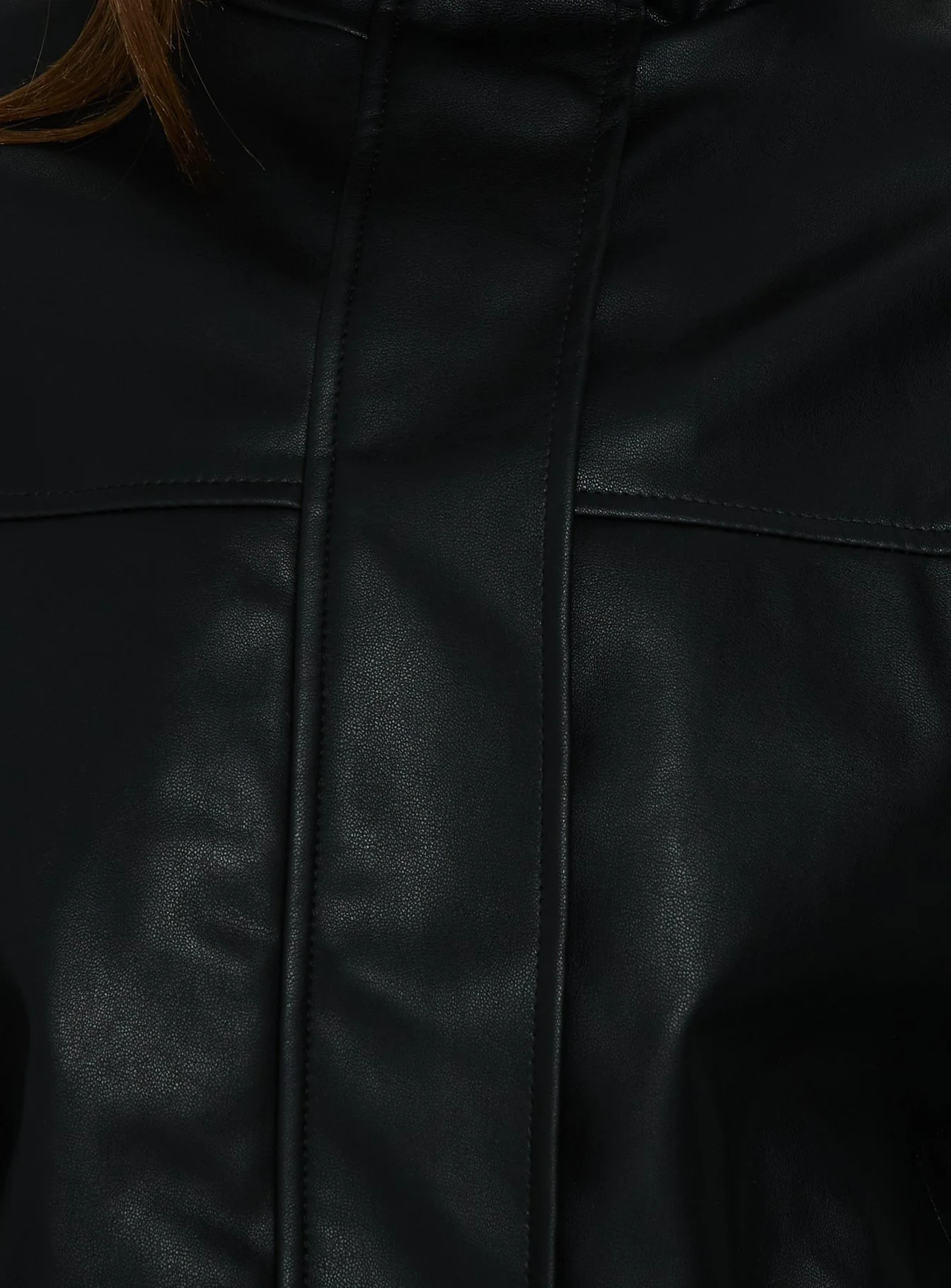 Dialtone Funnel Neck Faux Leather Jacket Black