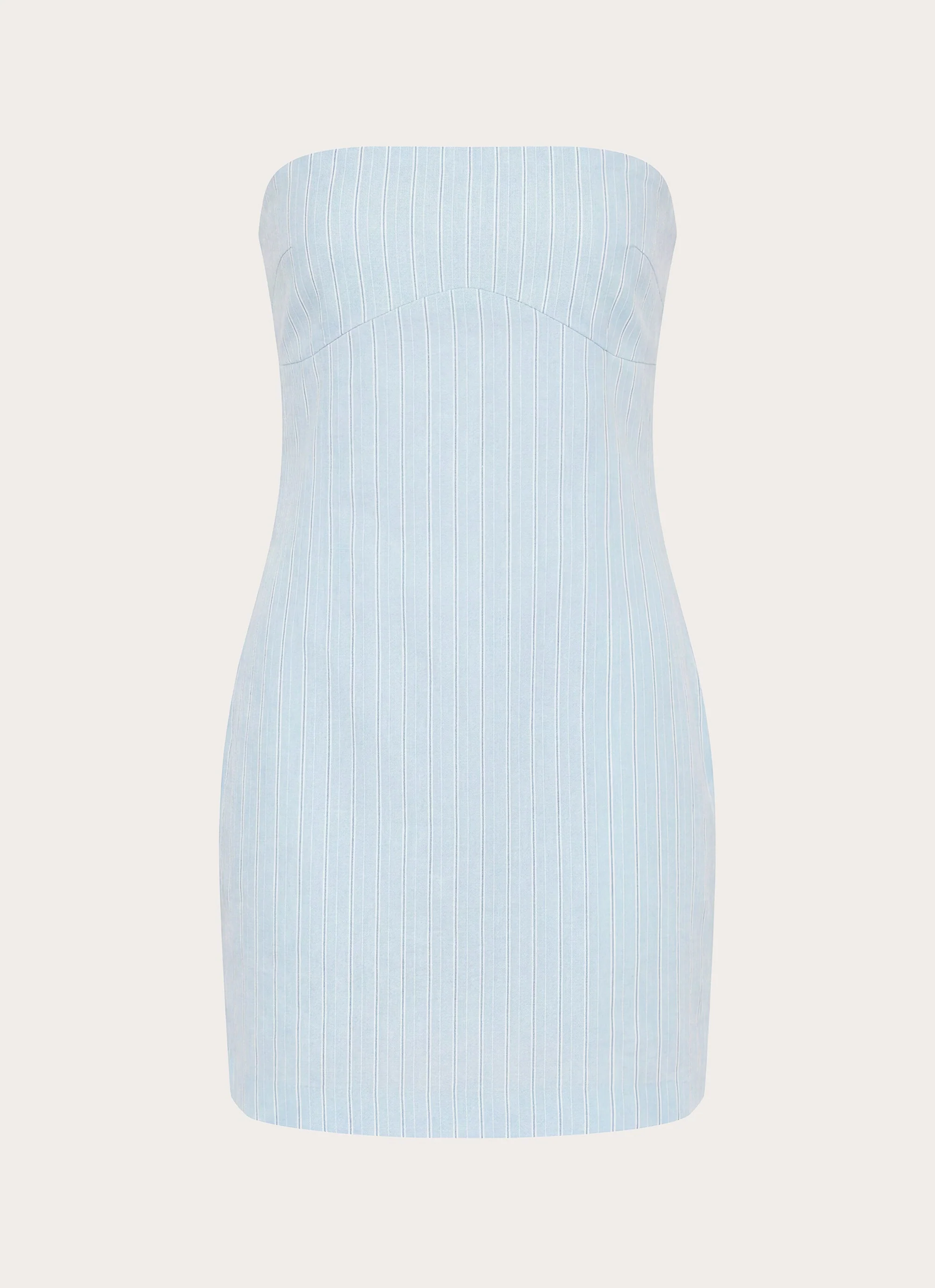 Reinna Cotton Strapless Mini Dress - Baby Blue Stripe - luluinthesky