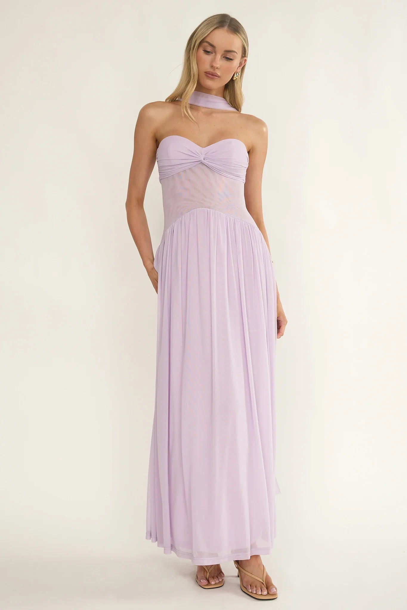 Annita Sheer Waist Maxi Dress Lilac