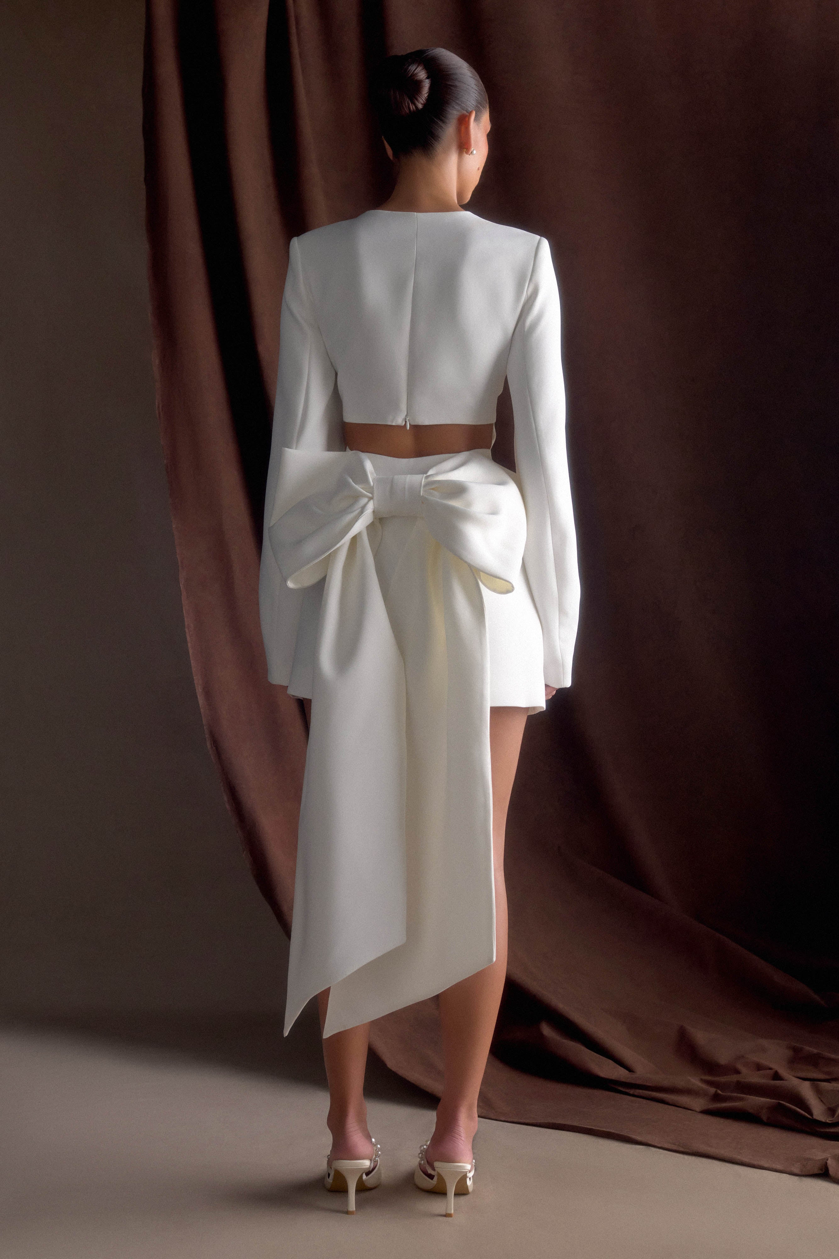 Rosanna Suiting Bow Mini Dress - Ivory