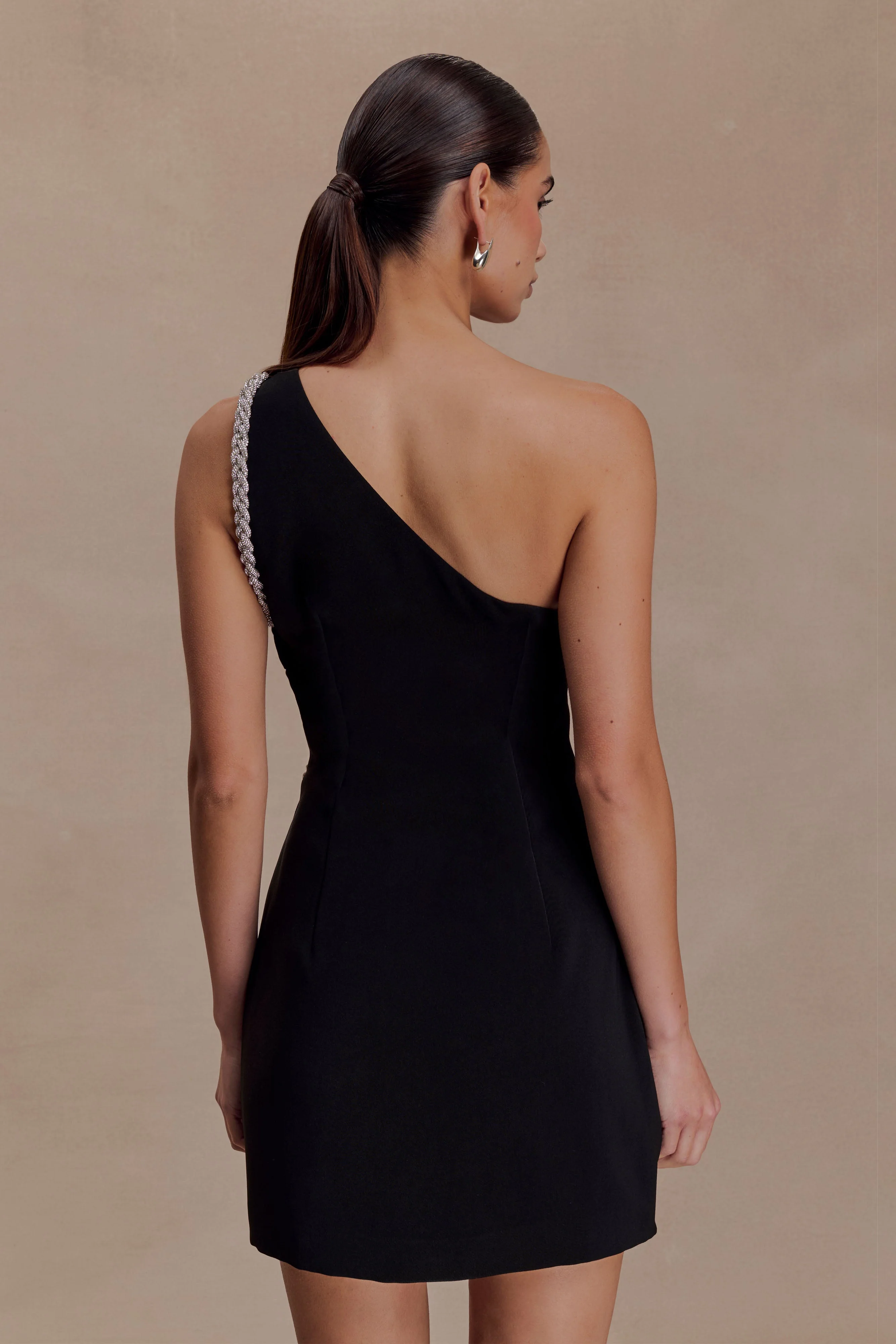 Eleonora Diamante Trim Mini Dress - Black