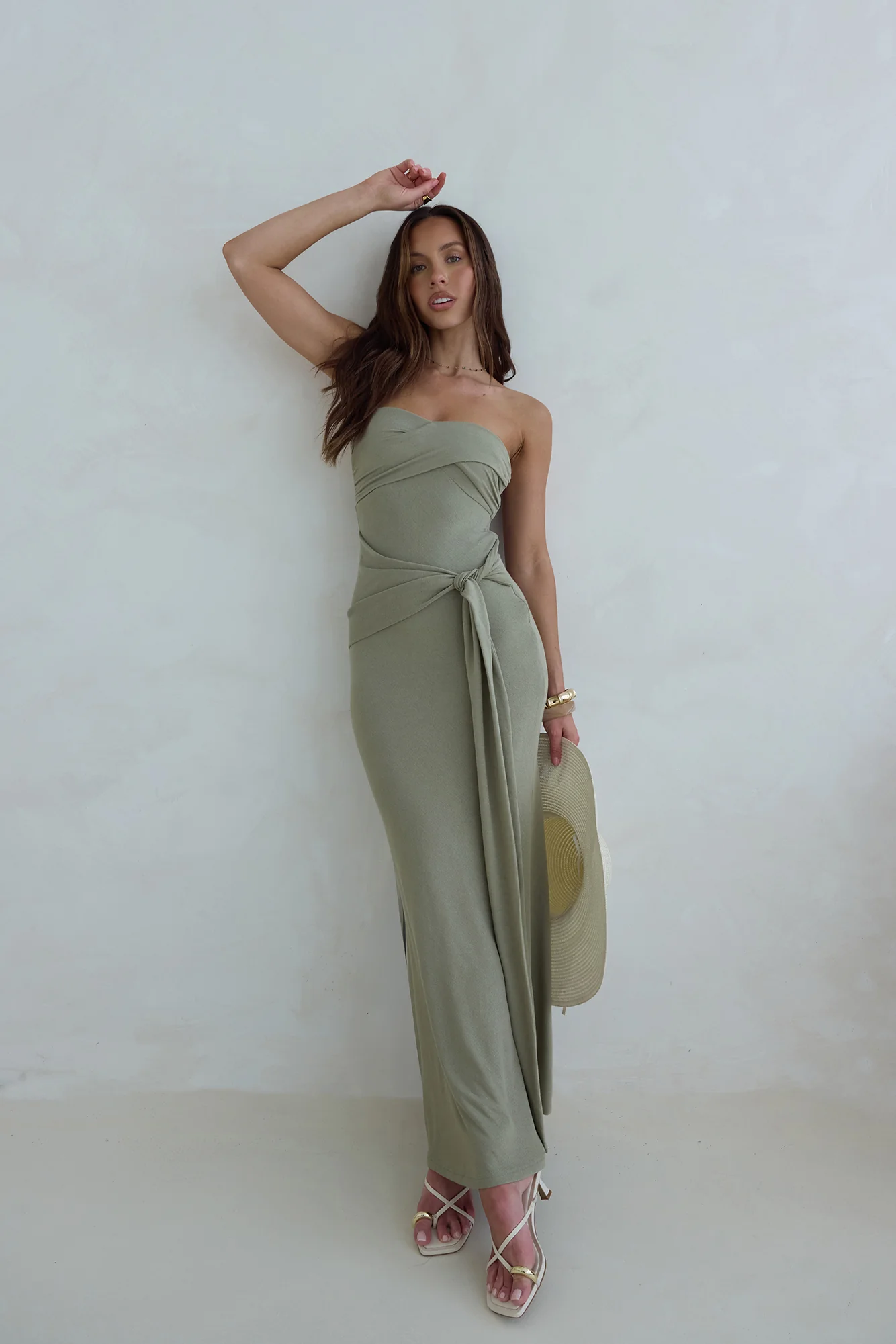 Follow You Strapless Maxi Dress Sage - luluinthesky