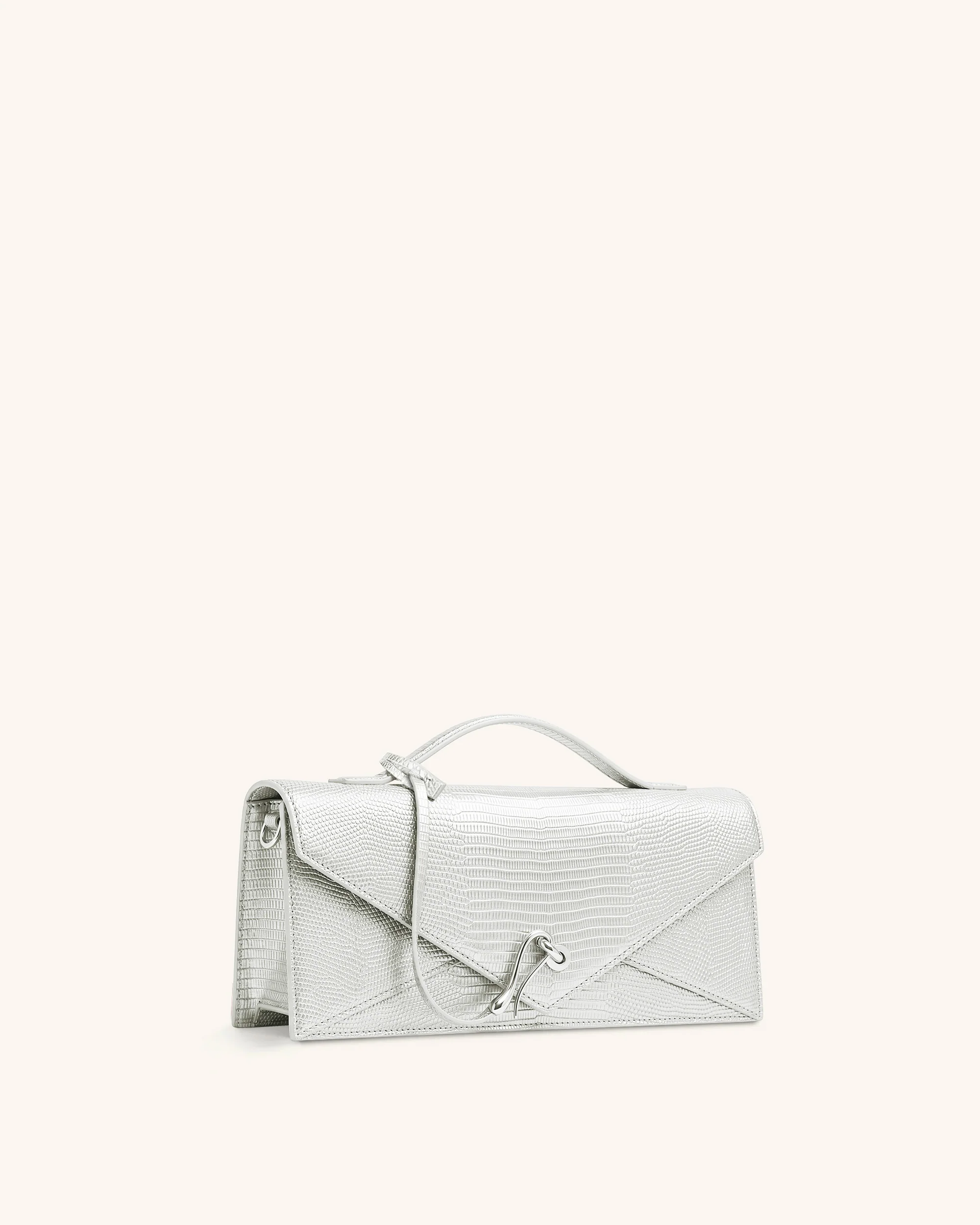 Celeste Envelope Top Handle Bag - Silver Lizard Texture