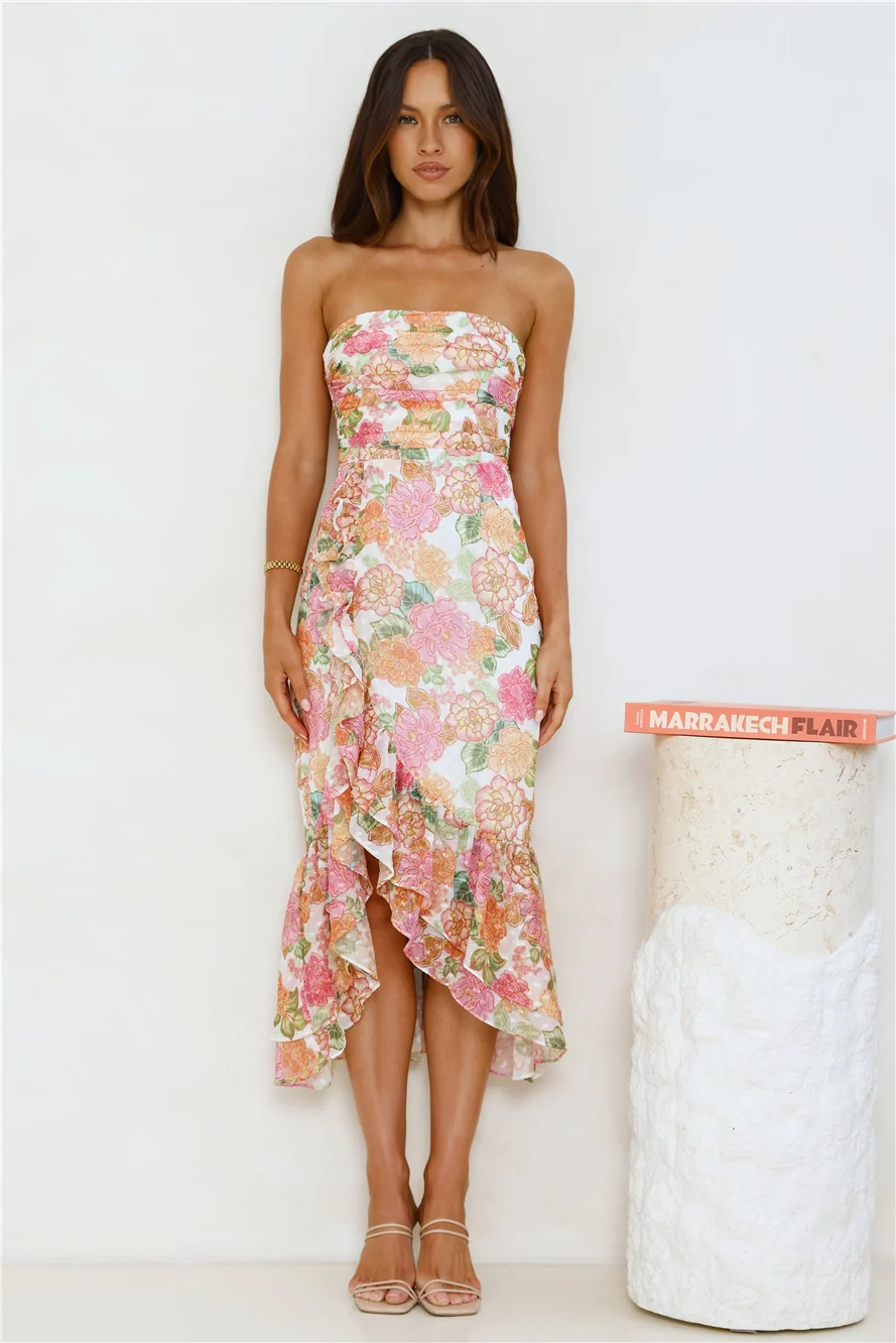 Fantasyland Strapless Midi Dress Print