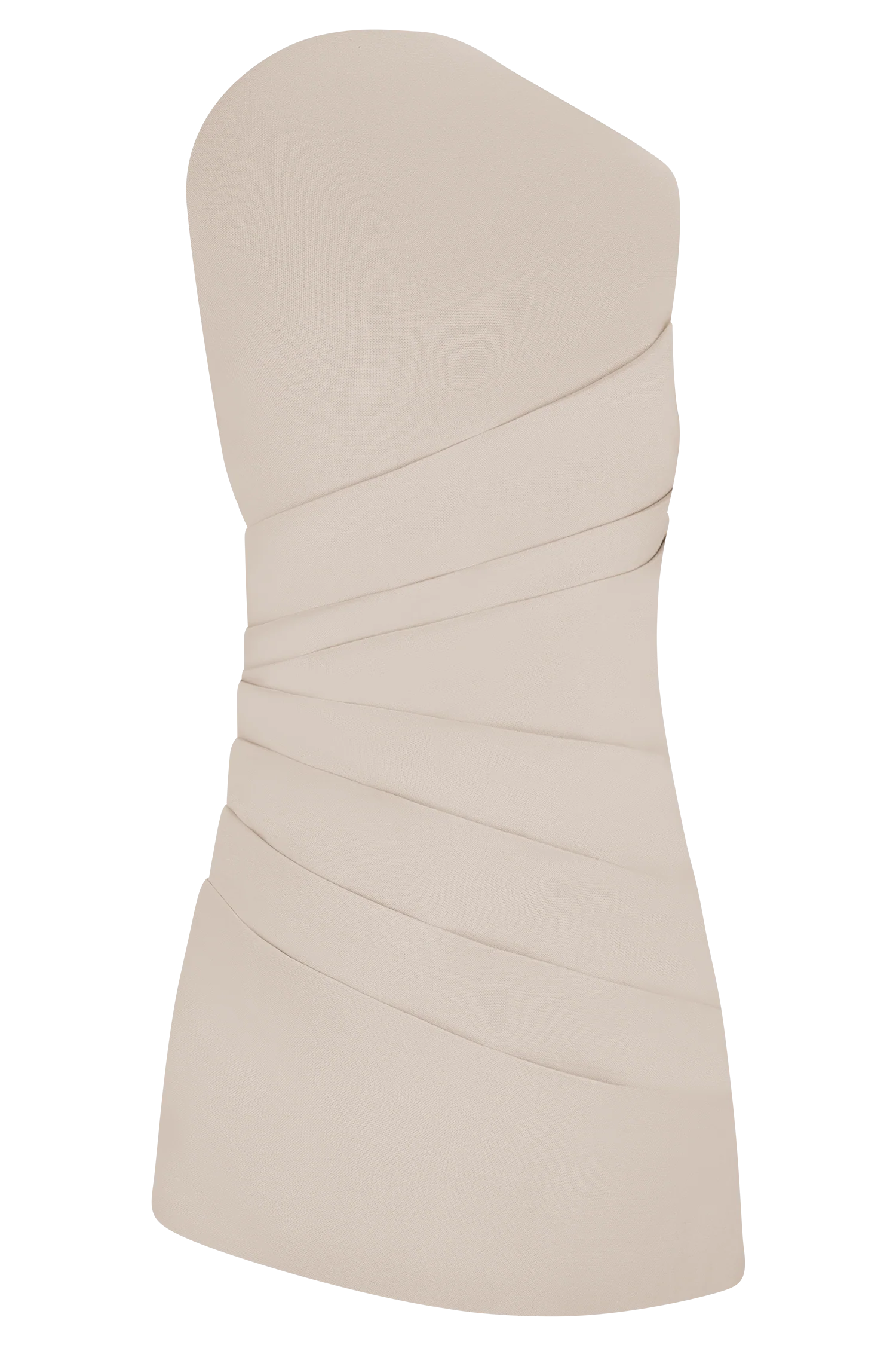 Helena One Shoulder Linen Mini Dress - Natural Beige