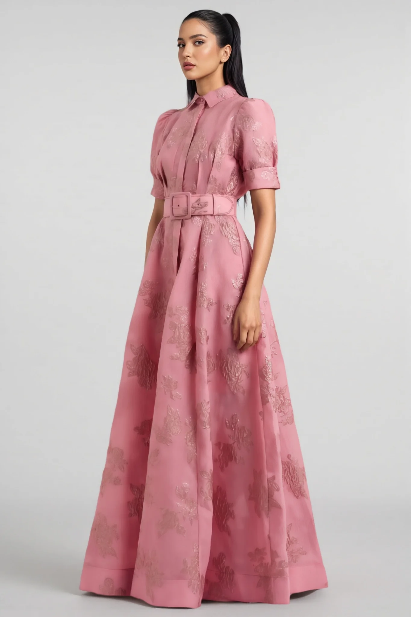 Halia Printed Belted Maxi Dress
