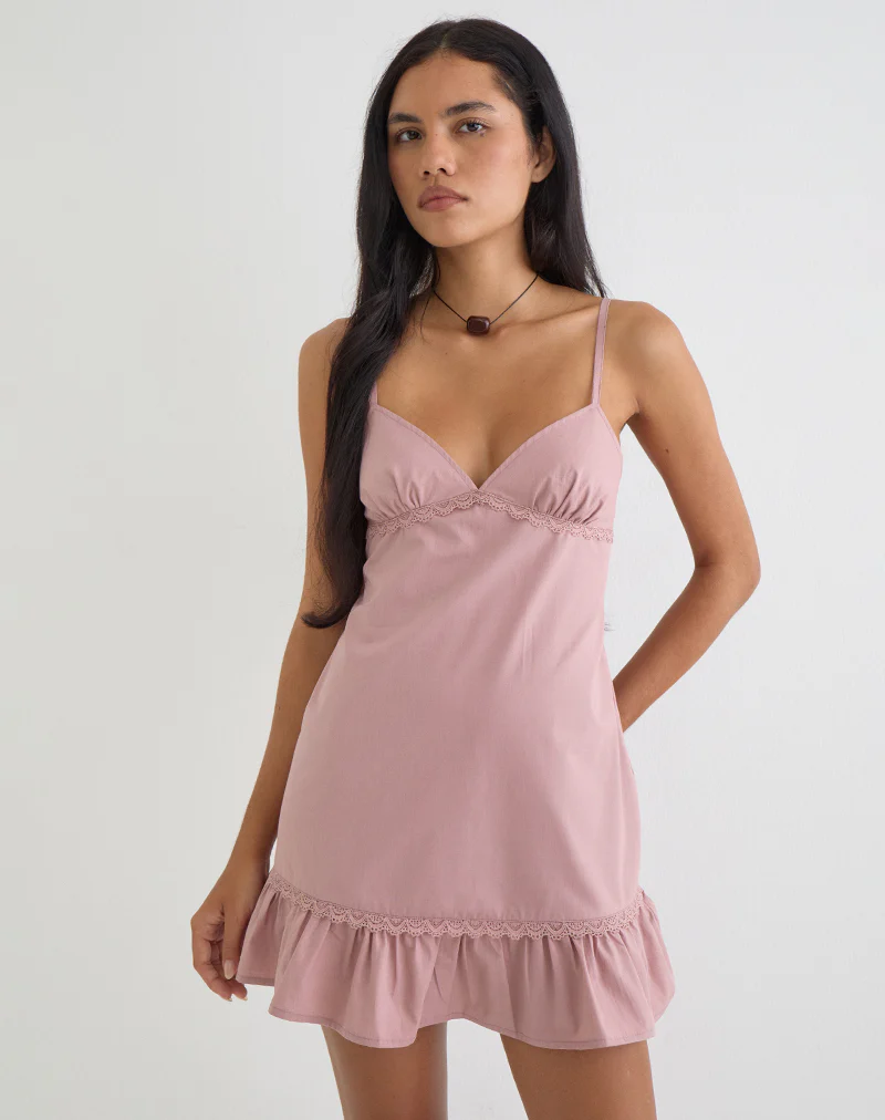 Tavita Mini Dress in Poplin Dusty Rose