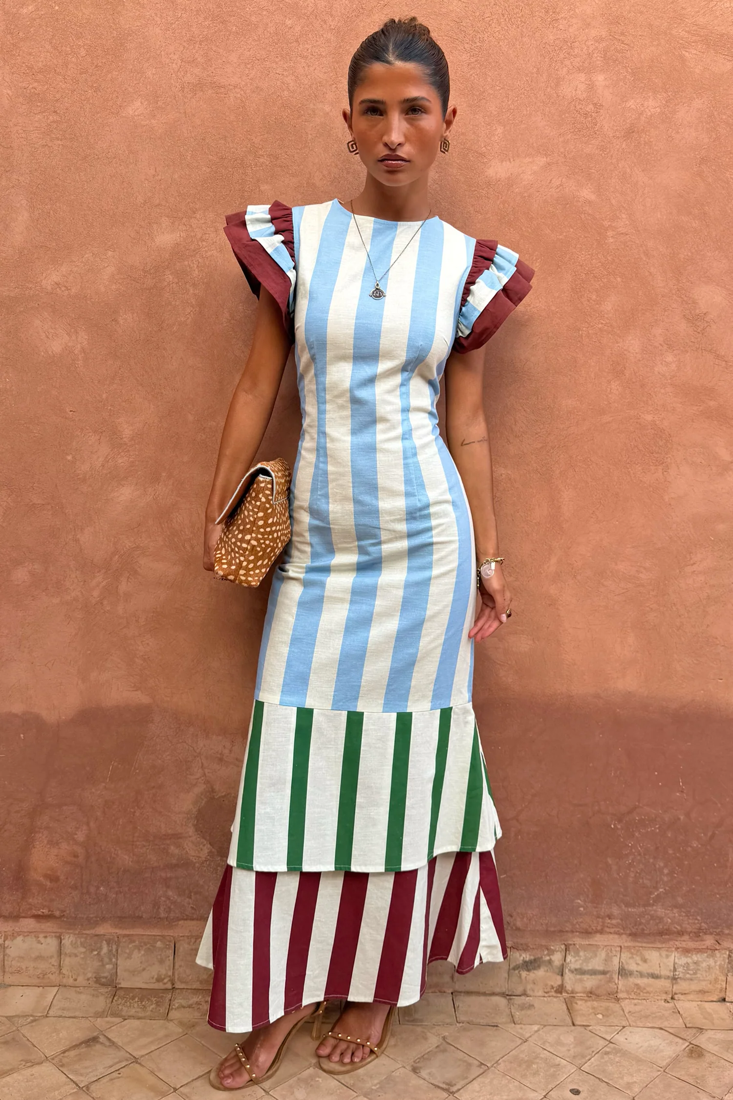 Blue Stripe Alena Midi Dress