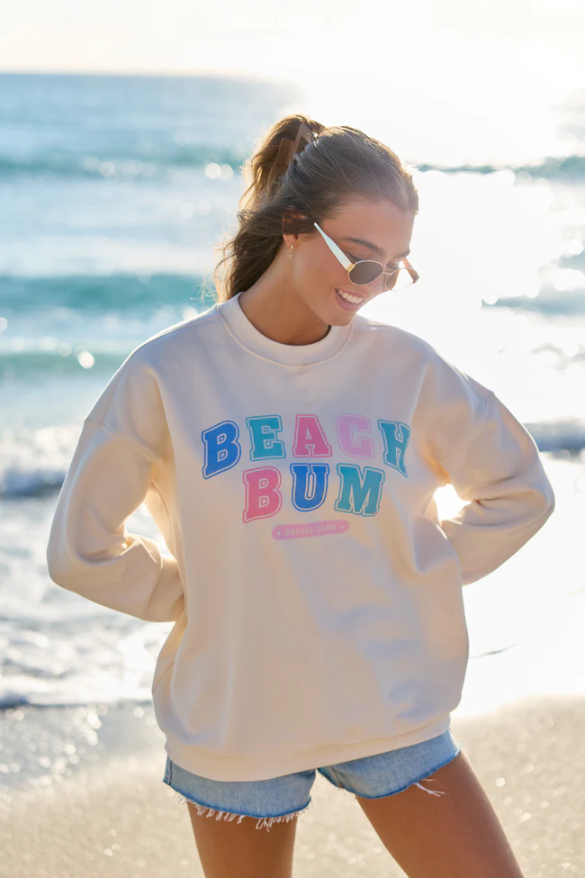 Beach Bum Cream Graphic Sweatshirt