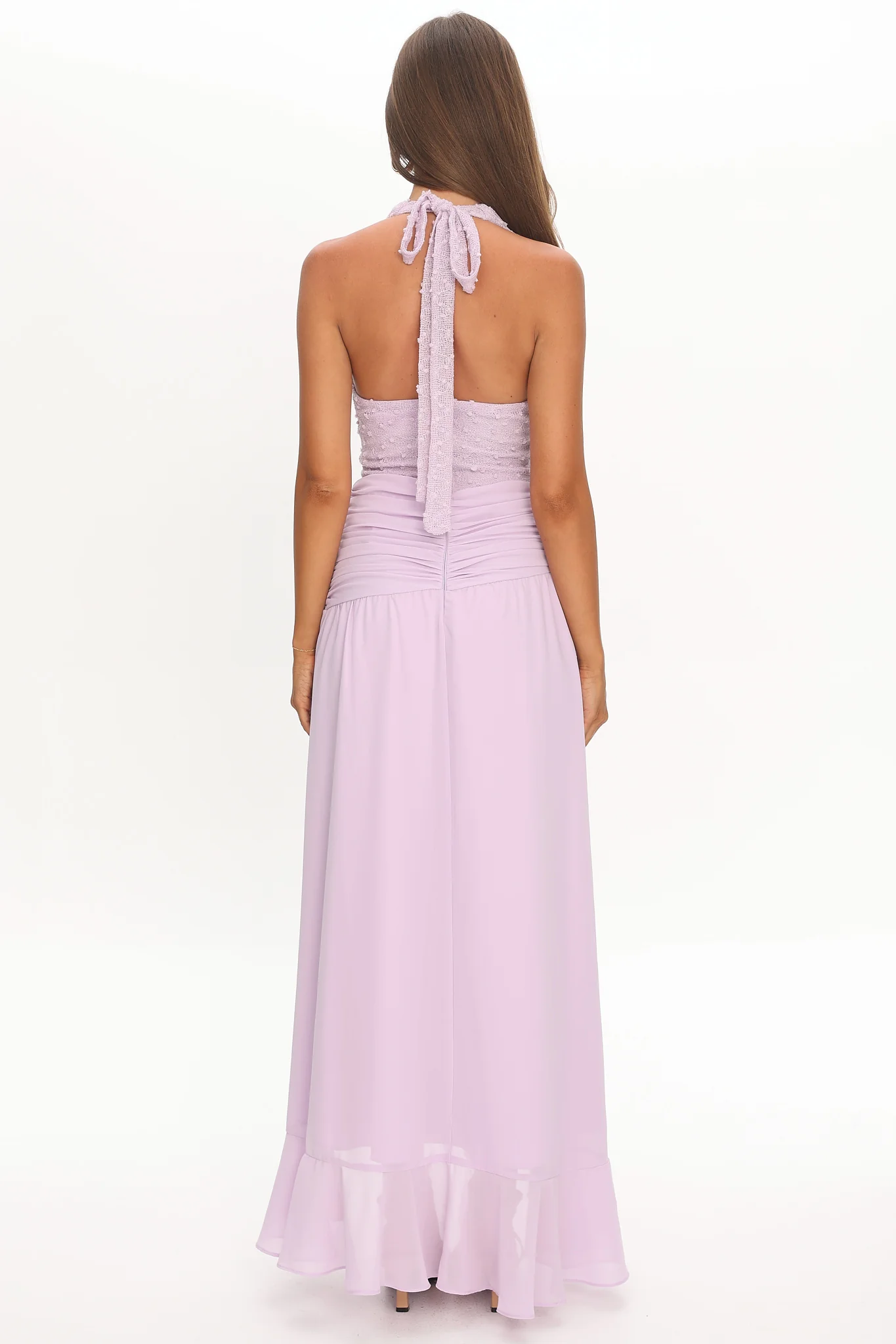 Luella Textured Halter Split Maxi Dress Lilac - luluinthesky