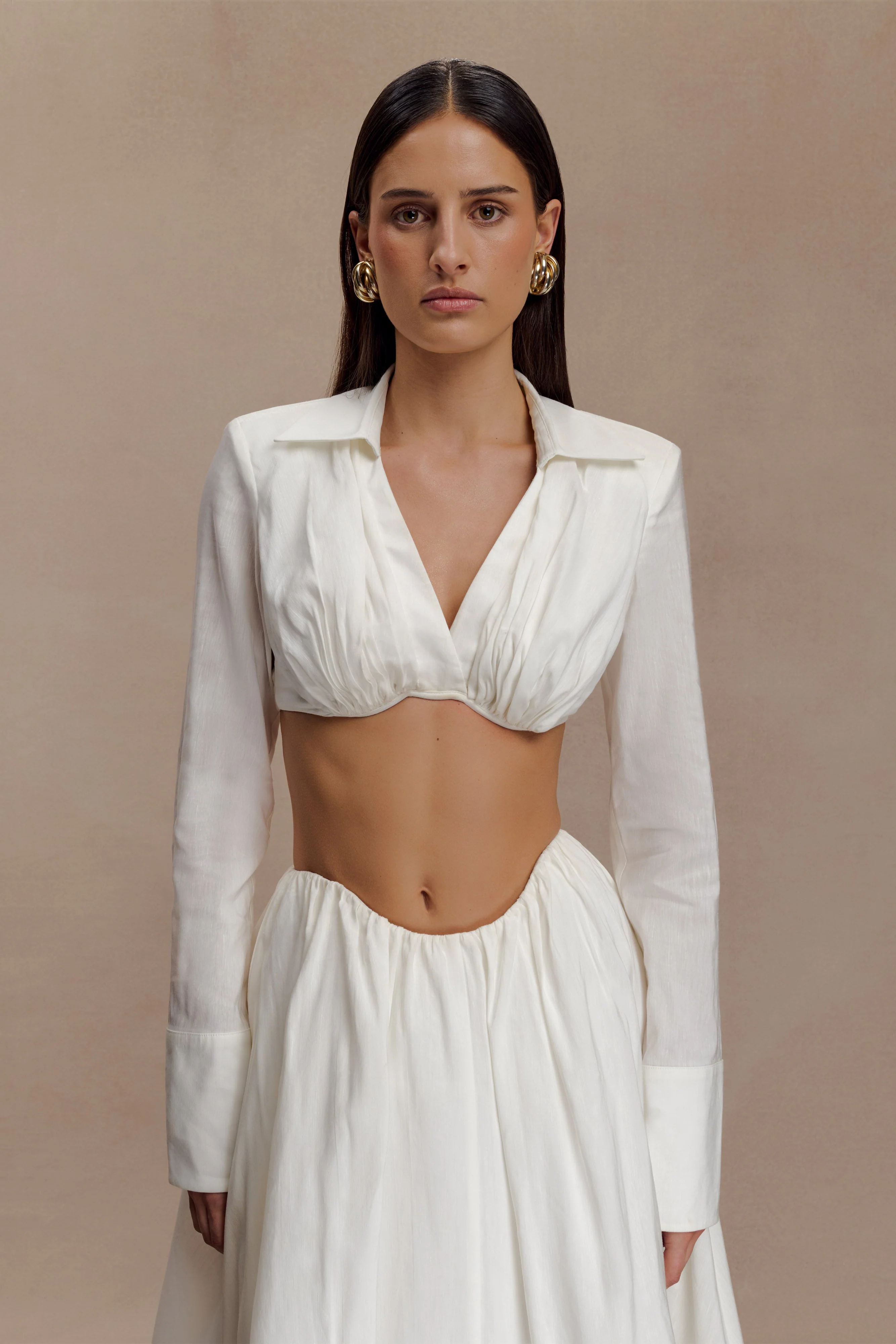 Greta Shirt Bra - White