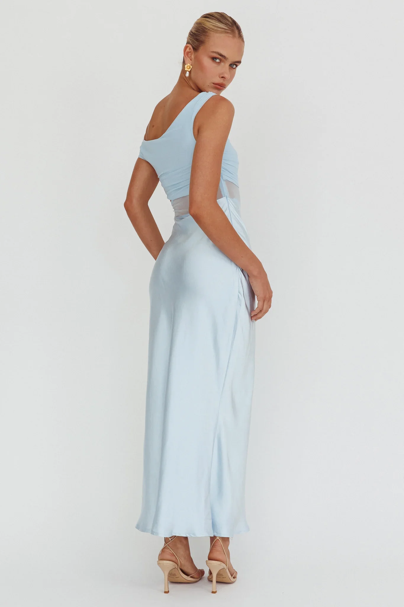 In Blooms Mesh Bodice Maxi Dress Blue