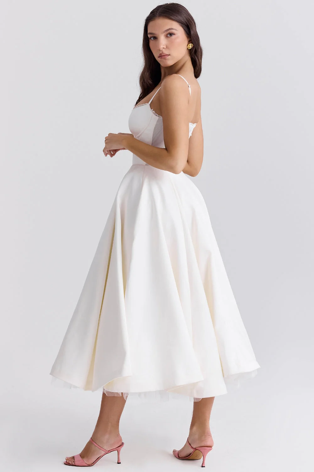 white tulle midi dress