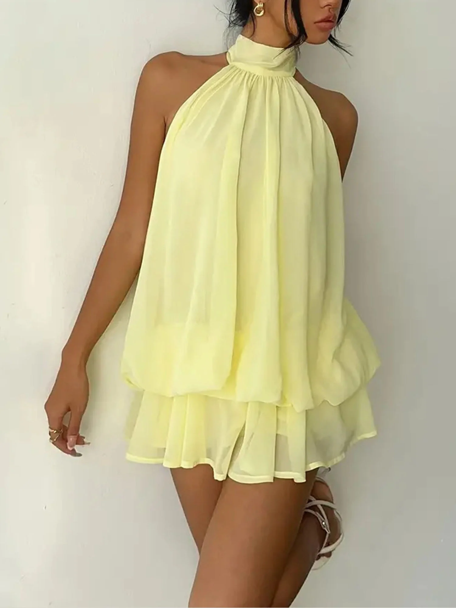 Layered Halter Mini Dress