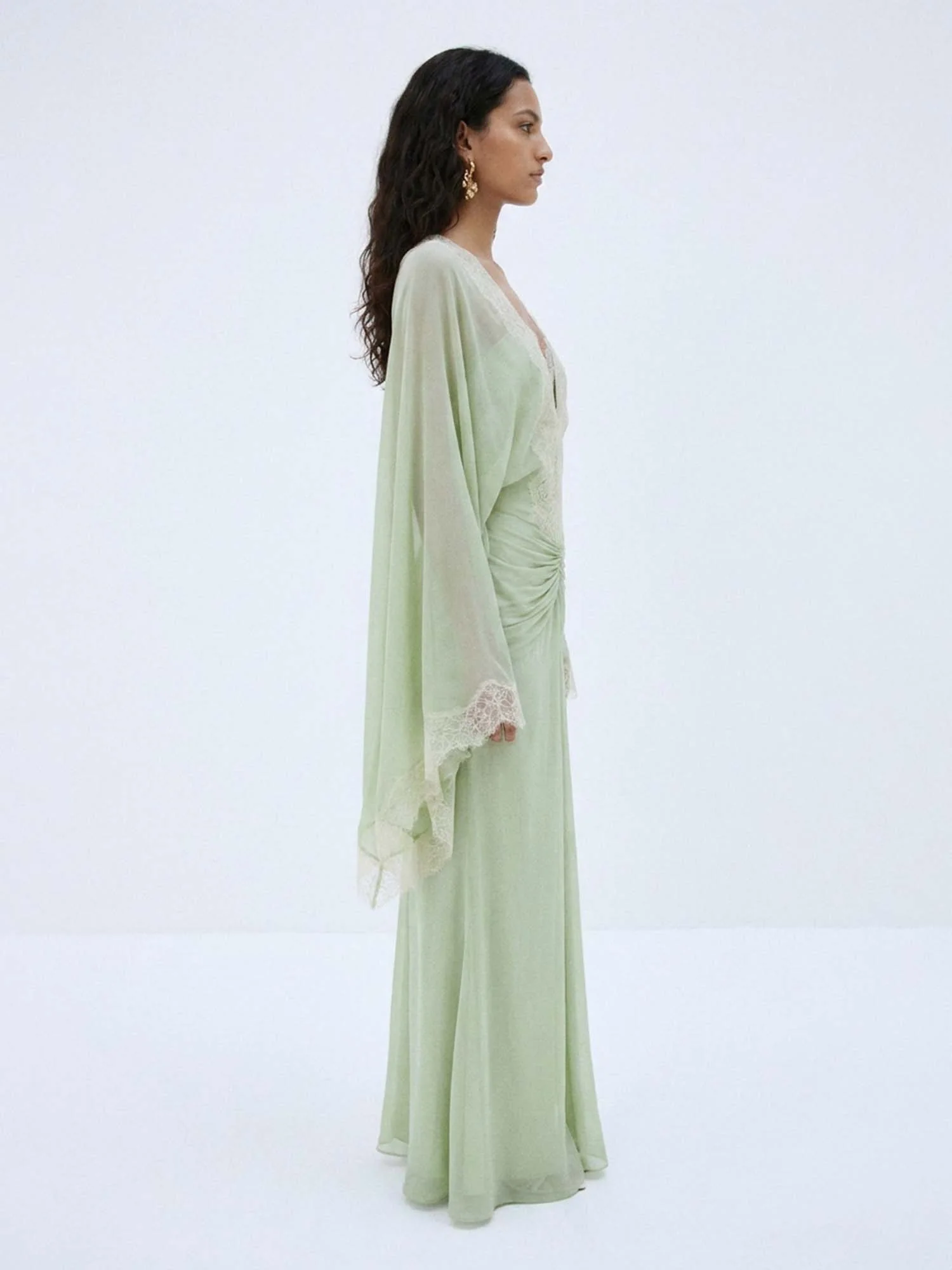 Soft Green Drape Maxi Dress