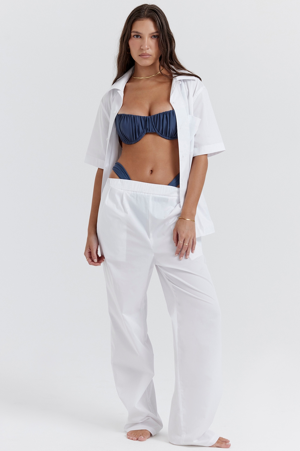 white relaxed fit trousers