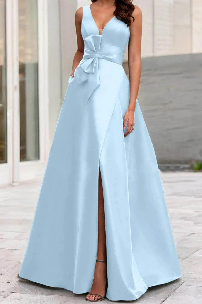 A Line V Neck Sleeveless Mother Of The Bride Dresses CM0341