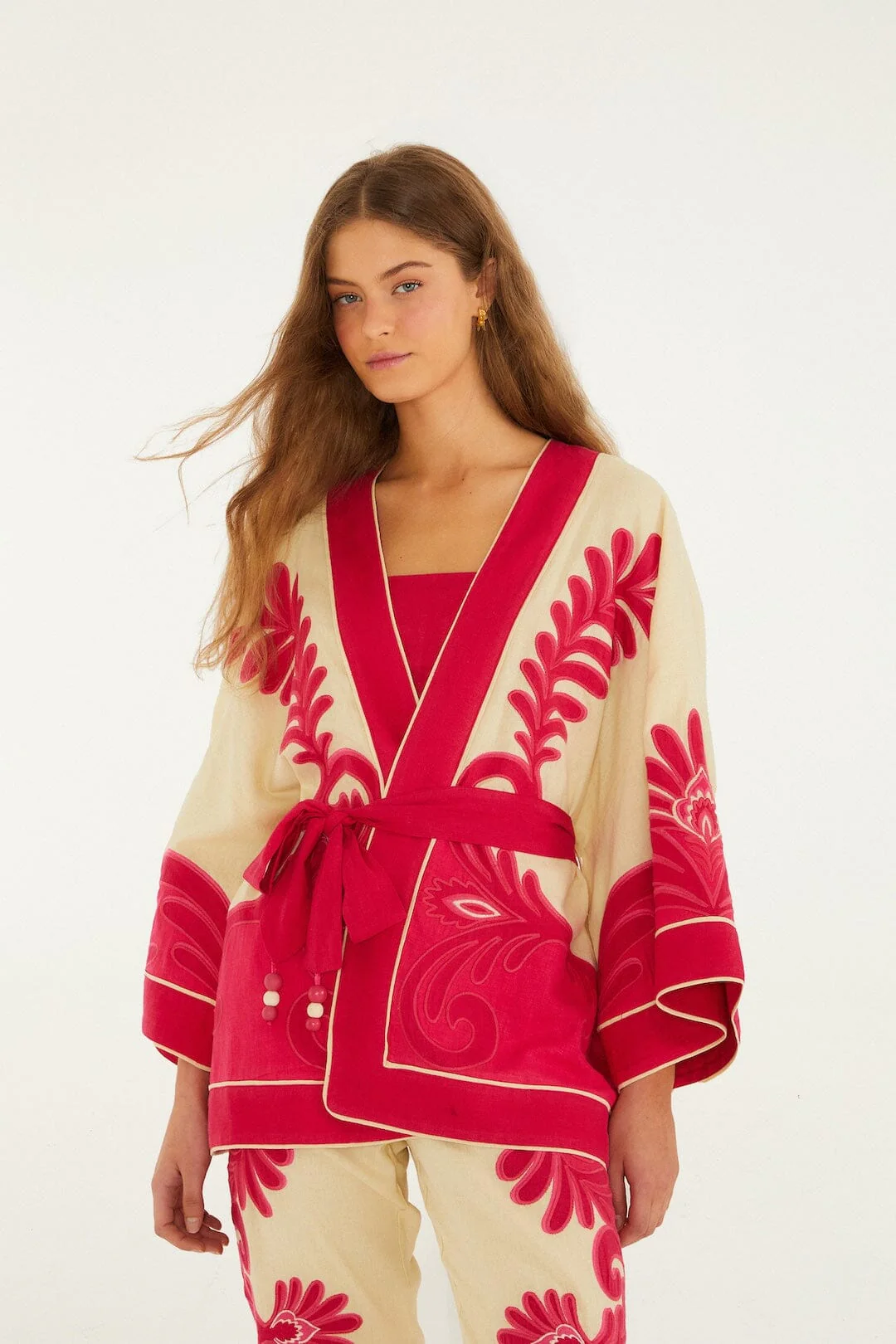 Pink Spring Arabesc Cutwork Kimono
