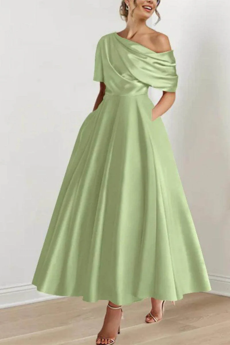 A Line One shoulder Half Sleeve Ankle Length Mother Dresses CM0366