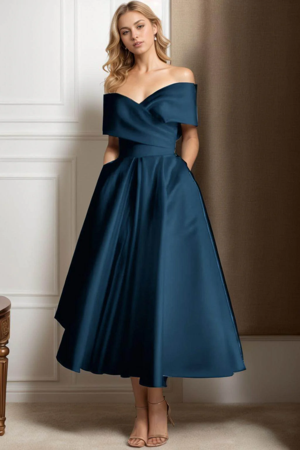 A-Line Ankle Length Satin Graduation Dresses CS0564