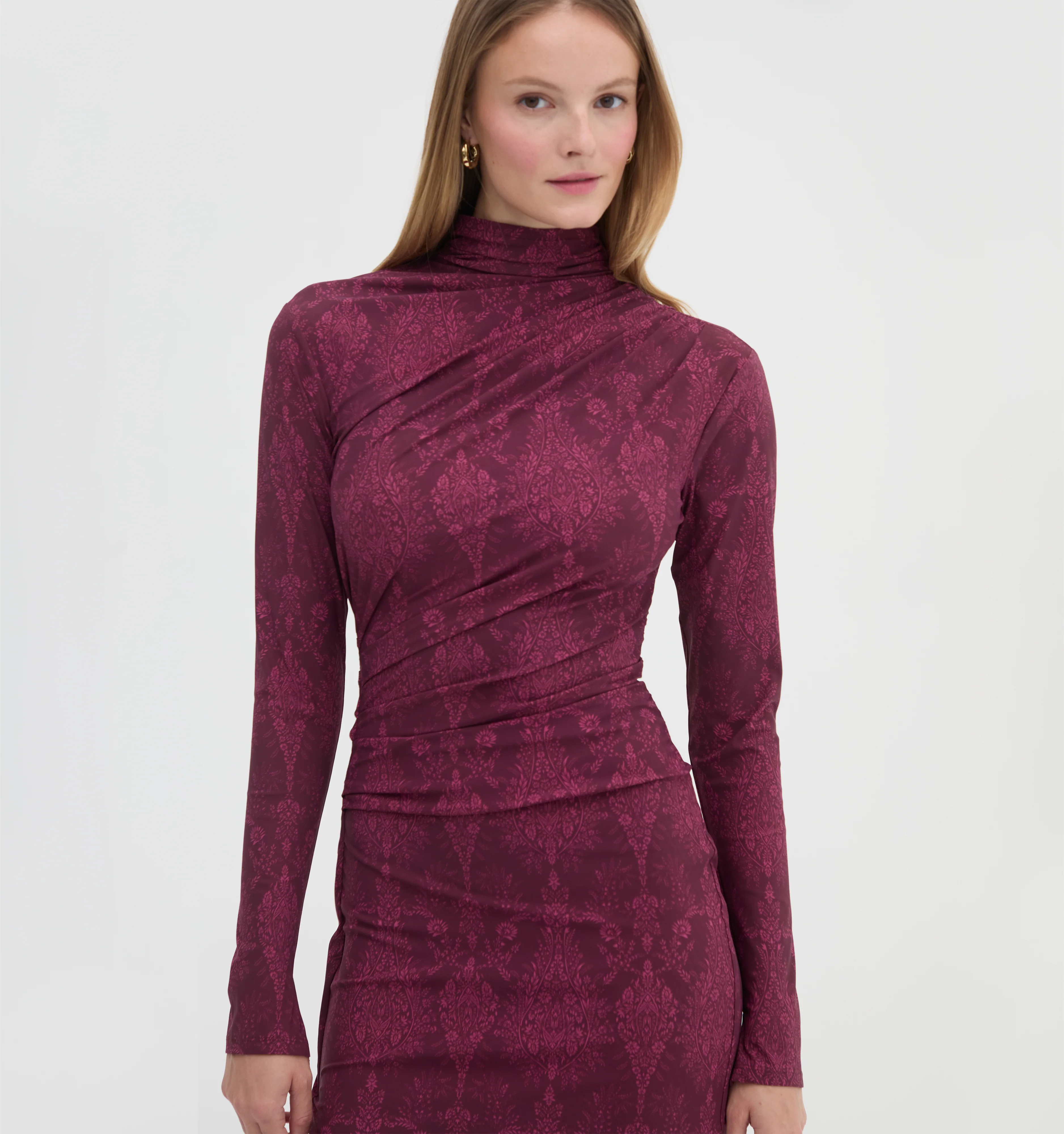 The Rizzo Dress - Plum Damask