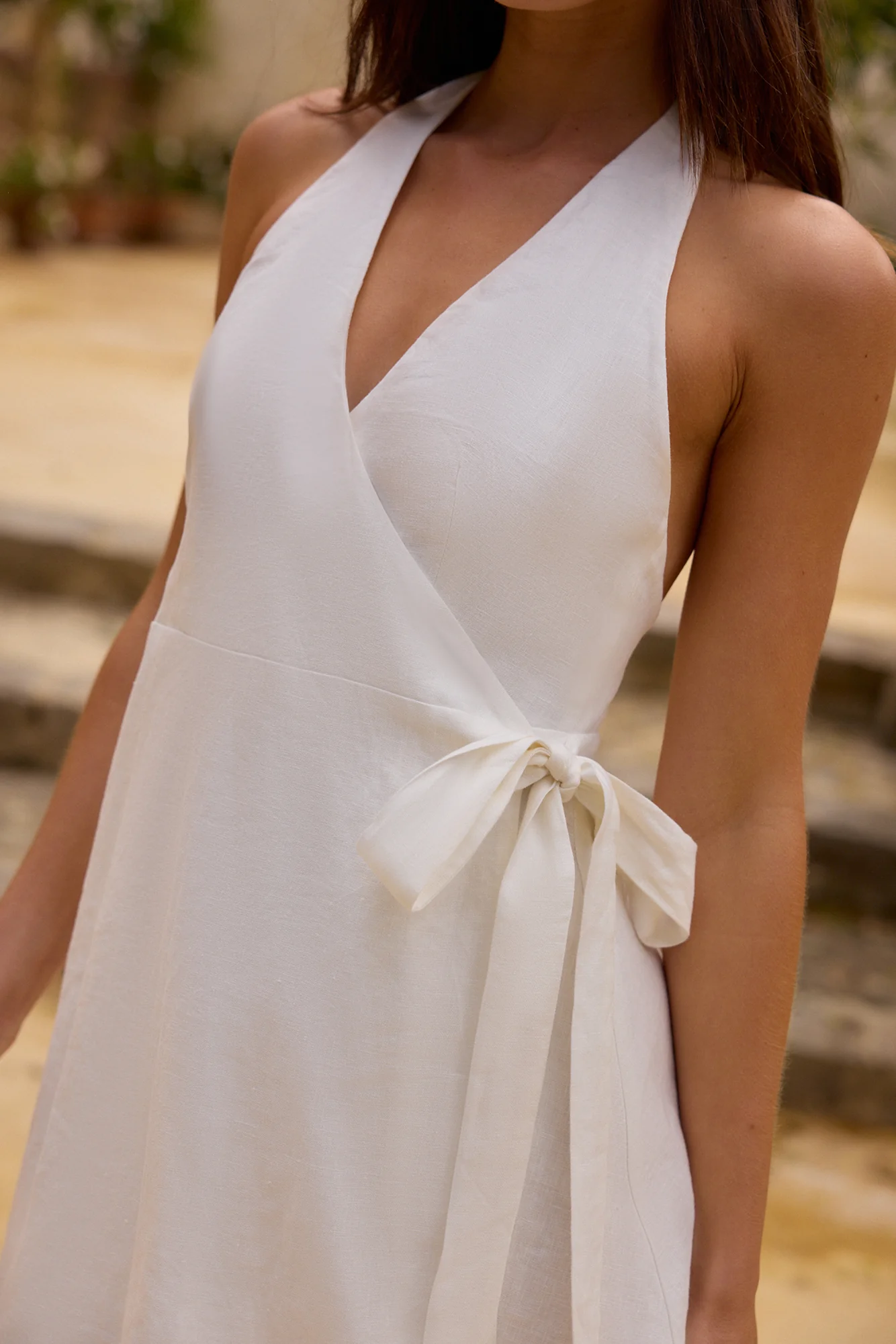 Lucia 100% Linen Mini Dress White - luluinthesky