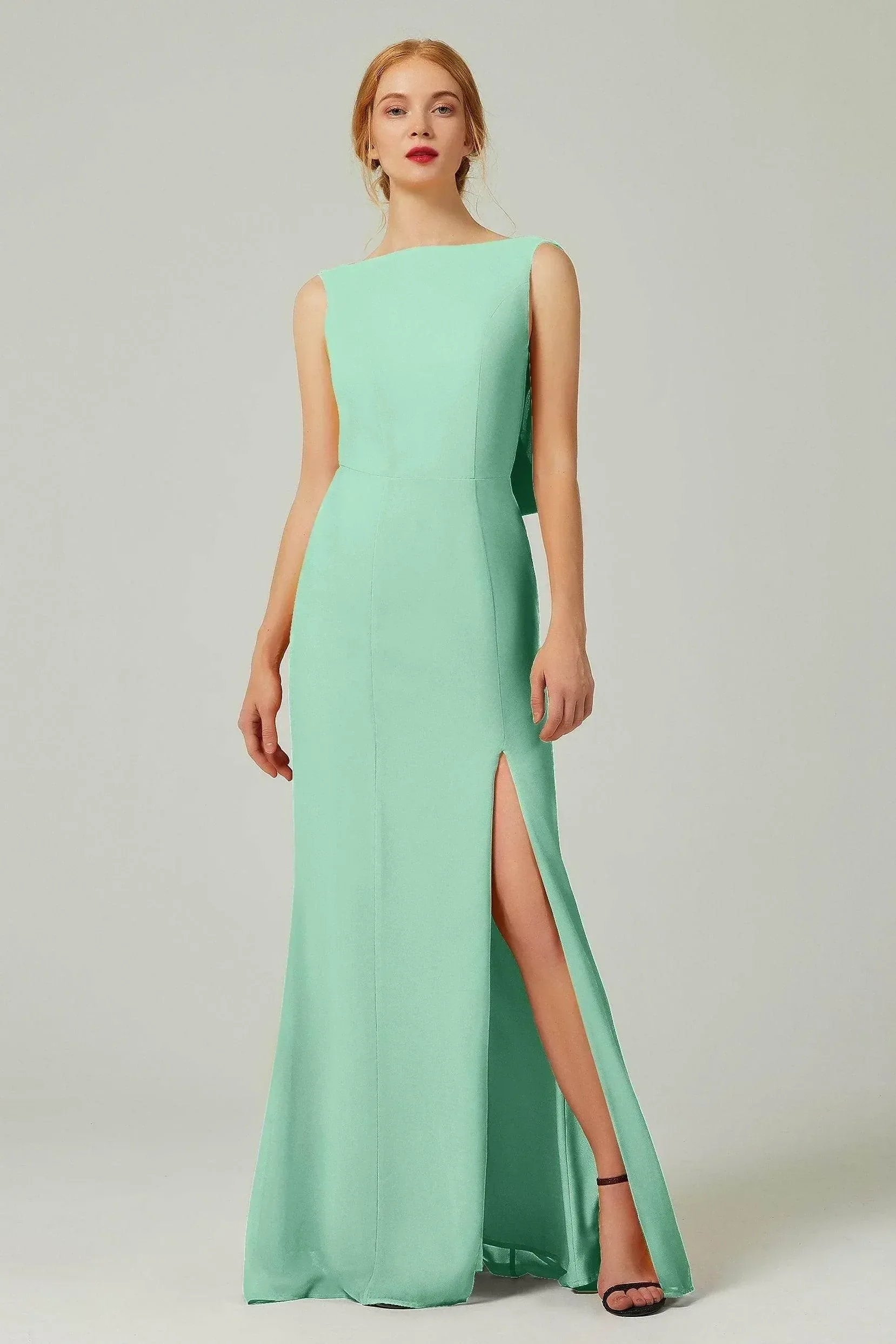 Sheath-Column Sweep-Brush Chiffon Bridesmaid Dress Formal Dresses CB0310