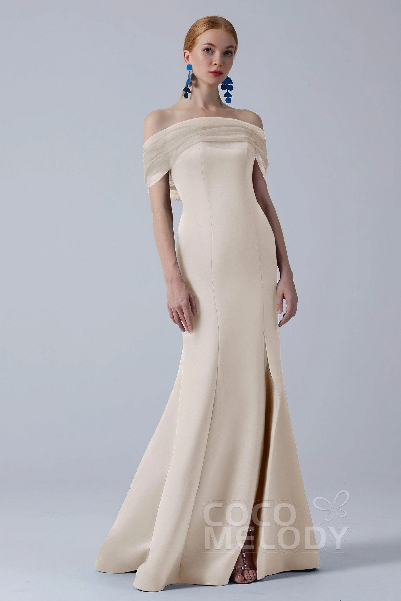 Trumpet-Mermaid Sweep-Brush Train Satin Dress CB0264