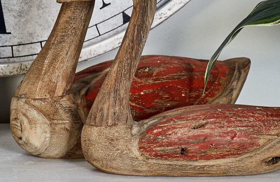 Red Wooden Ducks, Set of 2