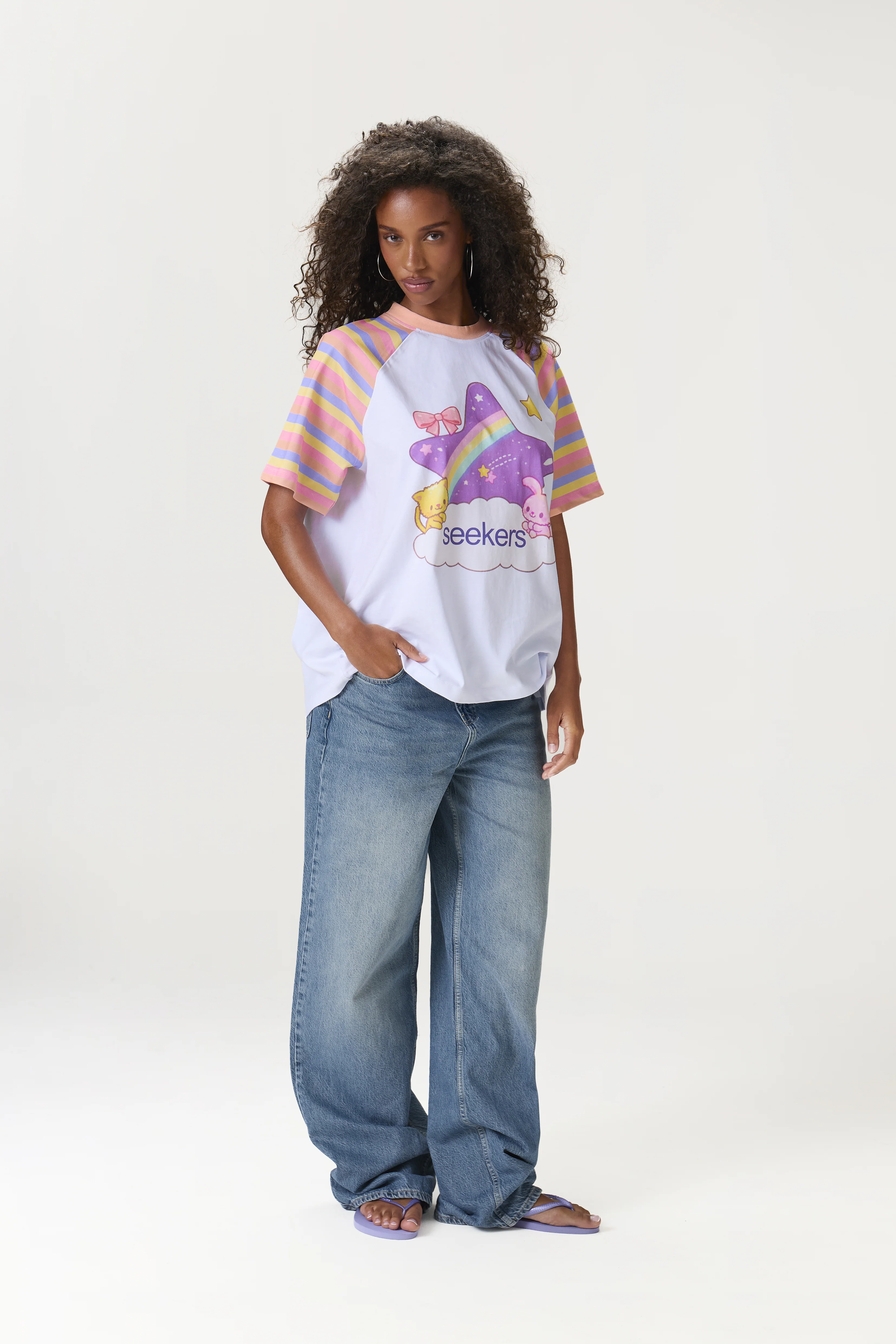 Patootie Striped Raglan Oversized Tee