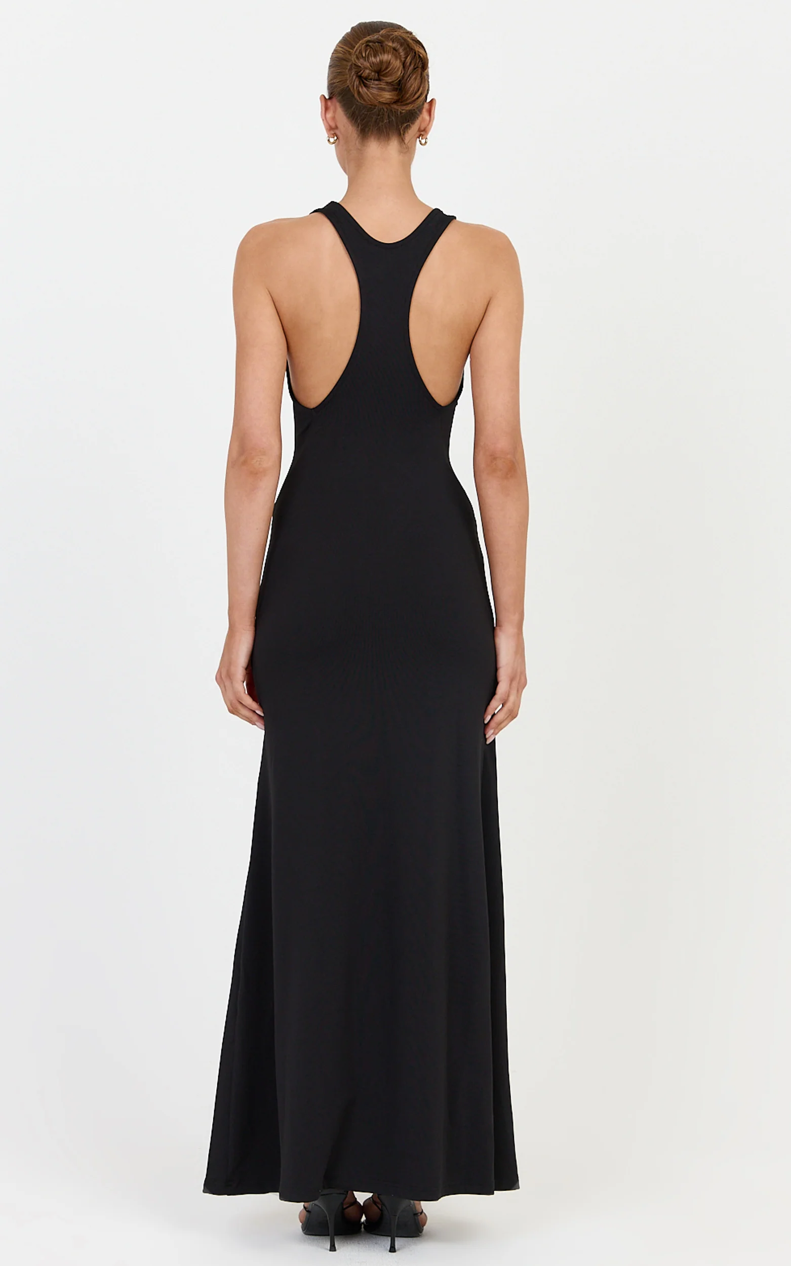 Nadia Maxi Dress - Jersey Racerback Dress in Black