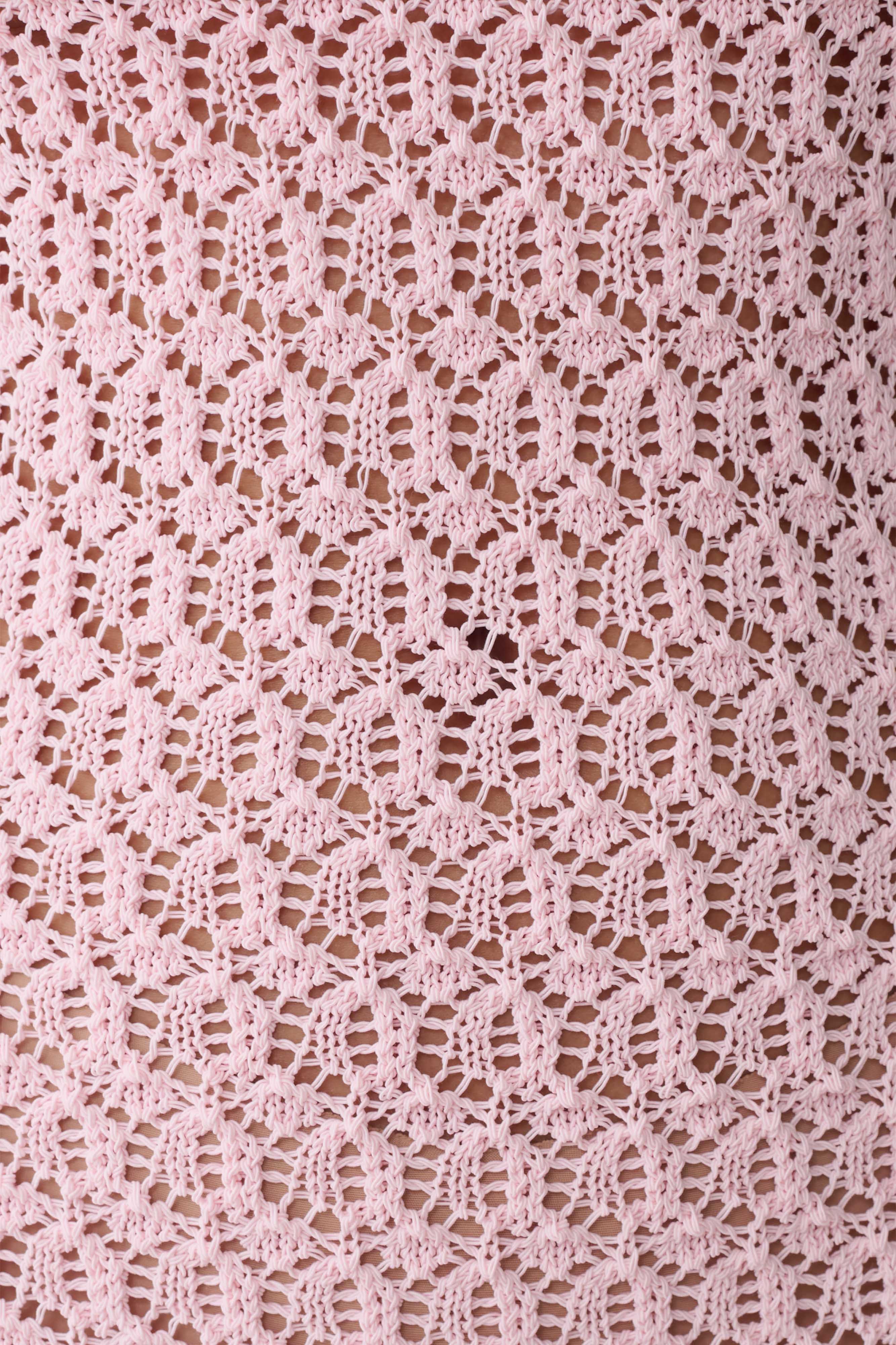 Carrisa Crochet Knit Mini Dress - Baby Pink