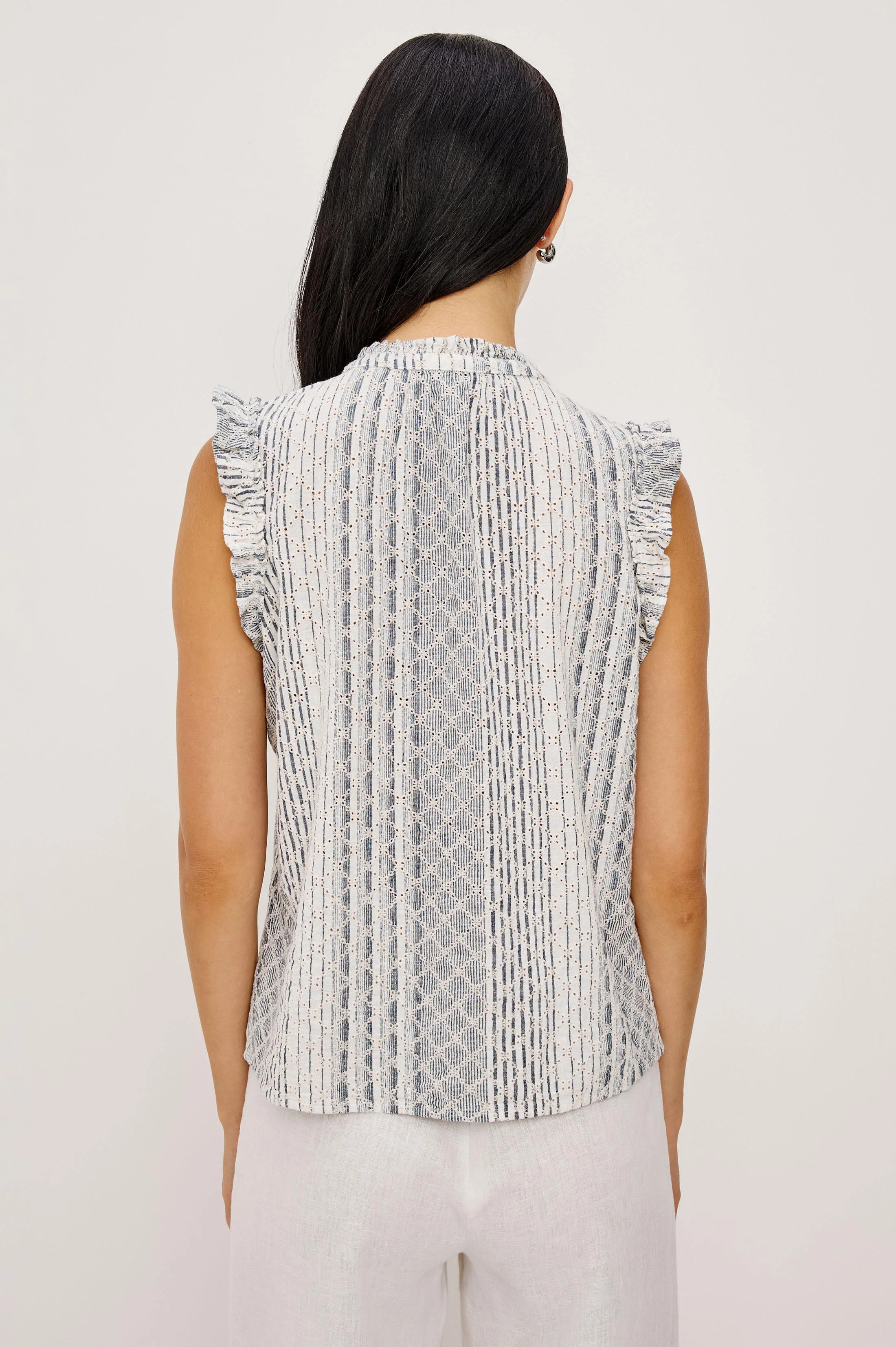 Arlene Top - Striped Eyelet