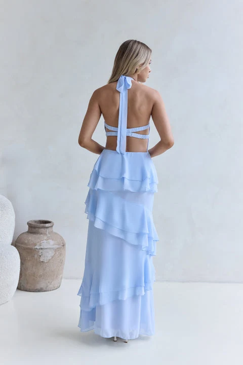 Path Of Fate Halter Maxi Dress Blue