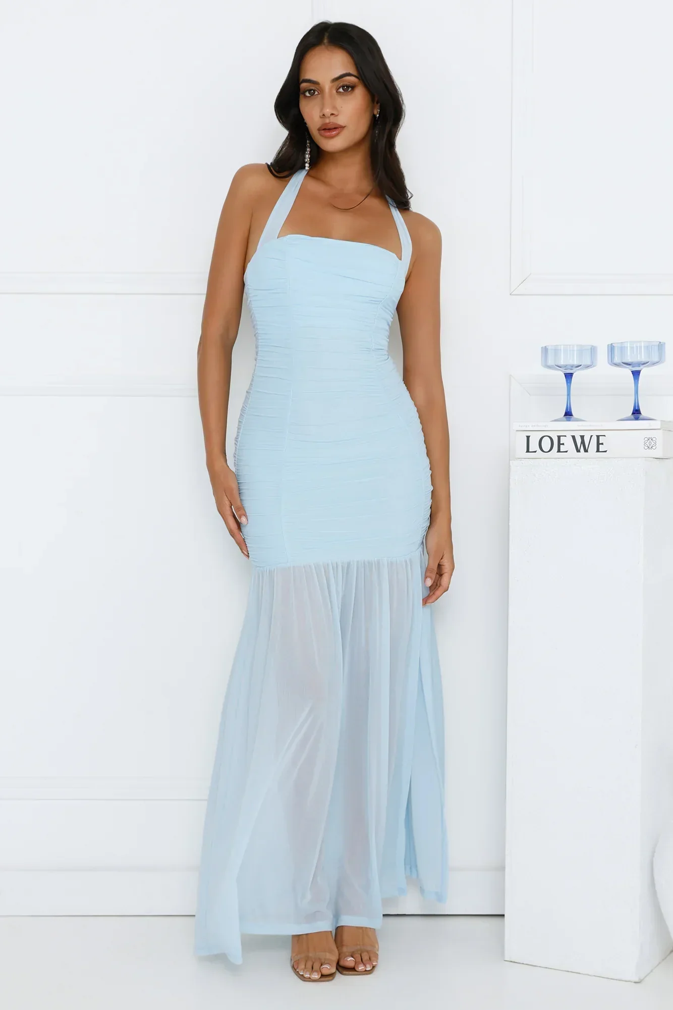 Aveline Halter Mesh Maxi Dress