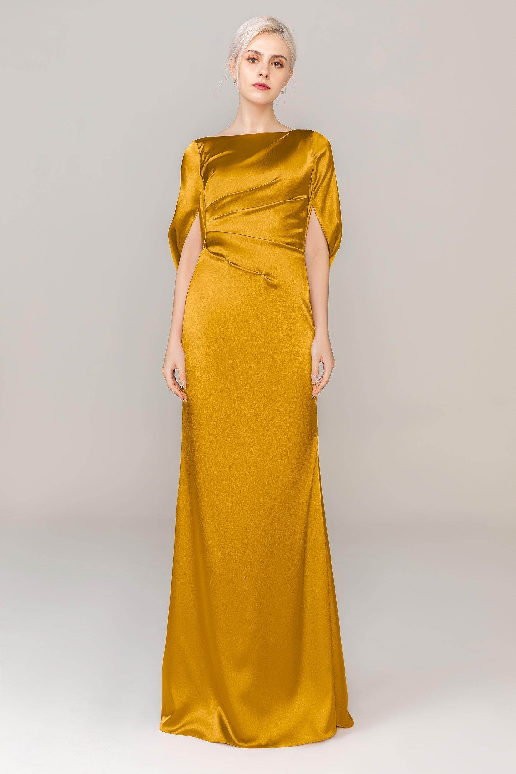 Sheath Sweep Train Luxe Satin Dress CS0314