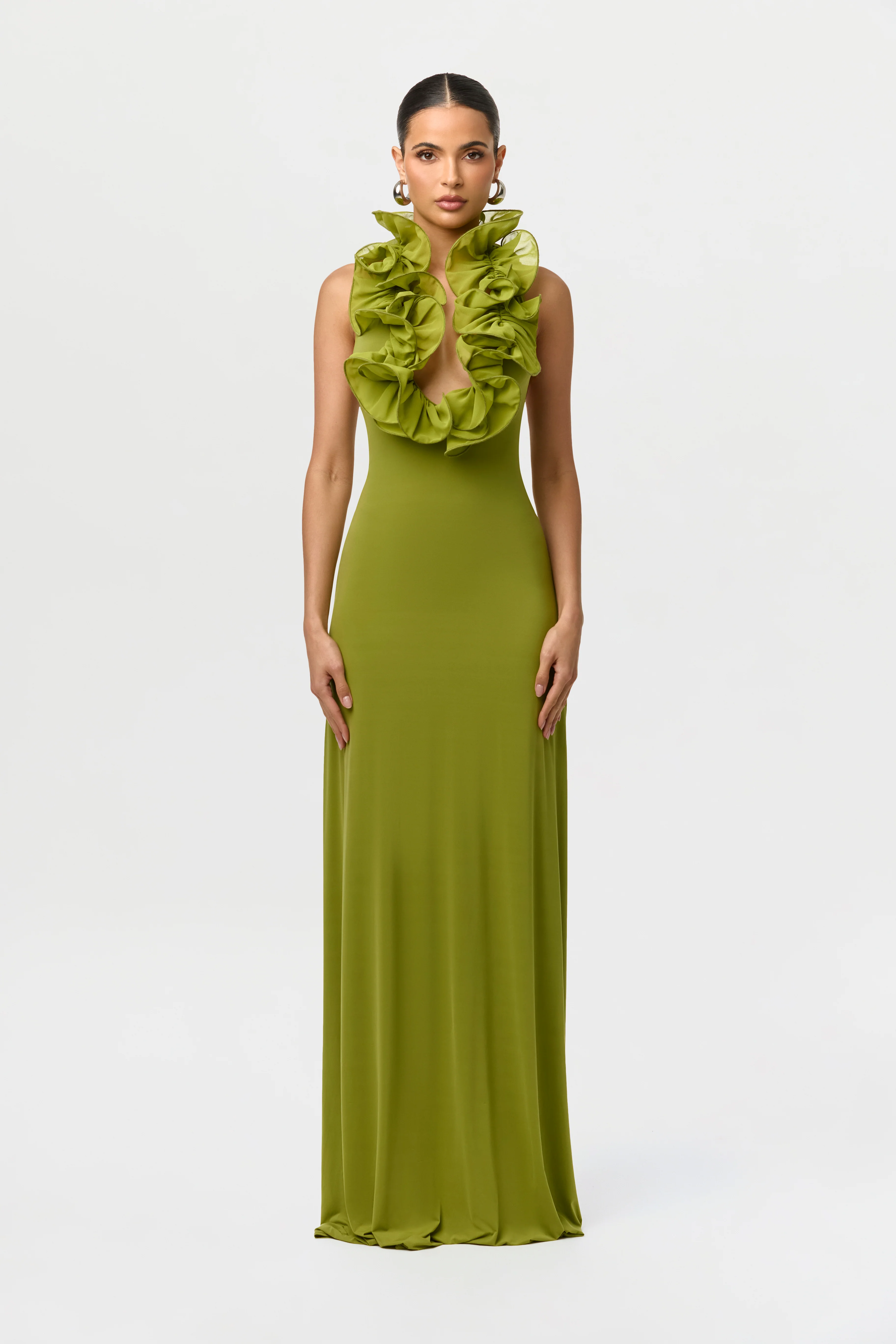 Naked Ruffle Halter Maxi Dress
