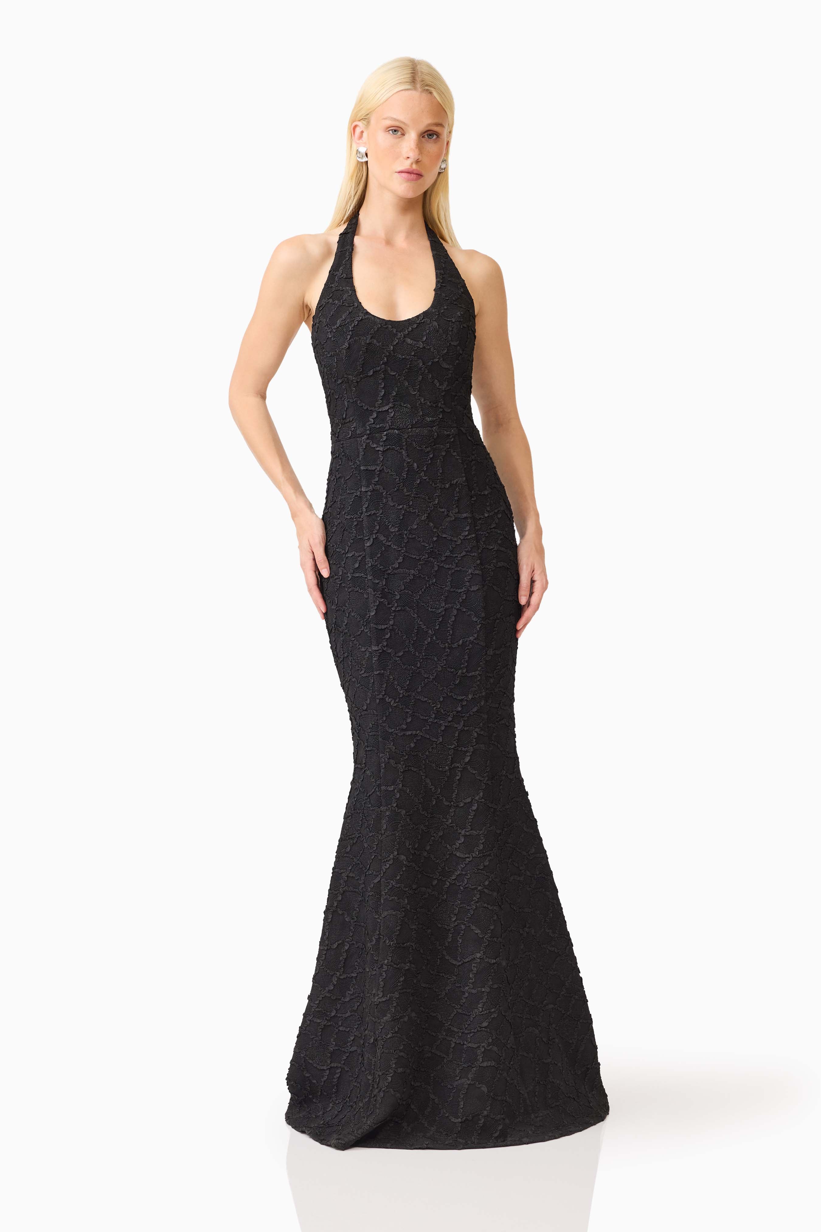 Alexandra Halter Gown Dress in Black