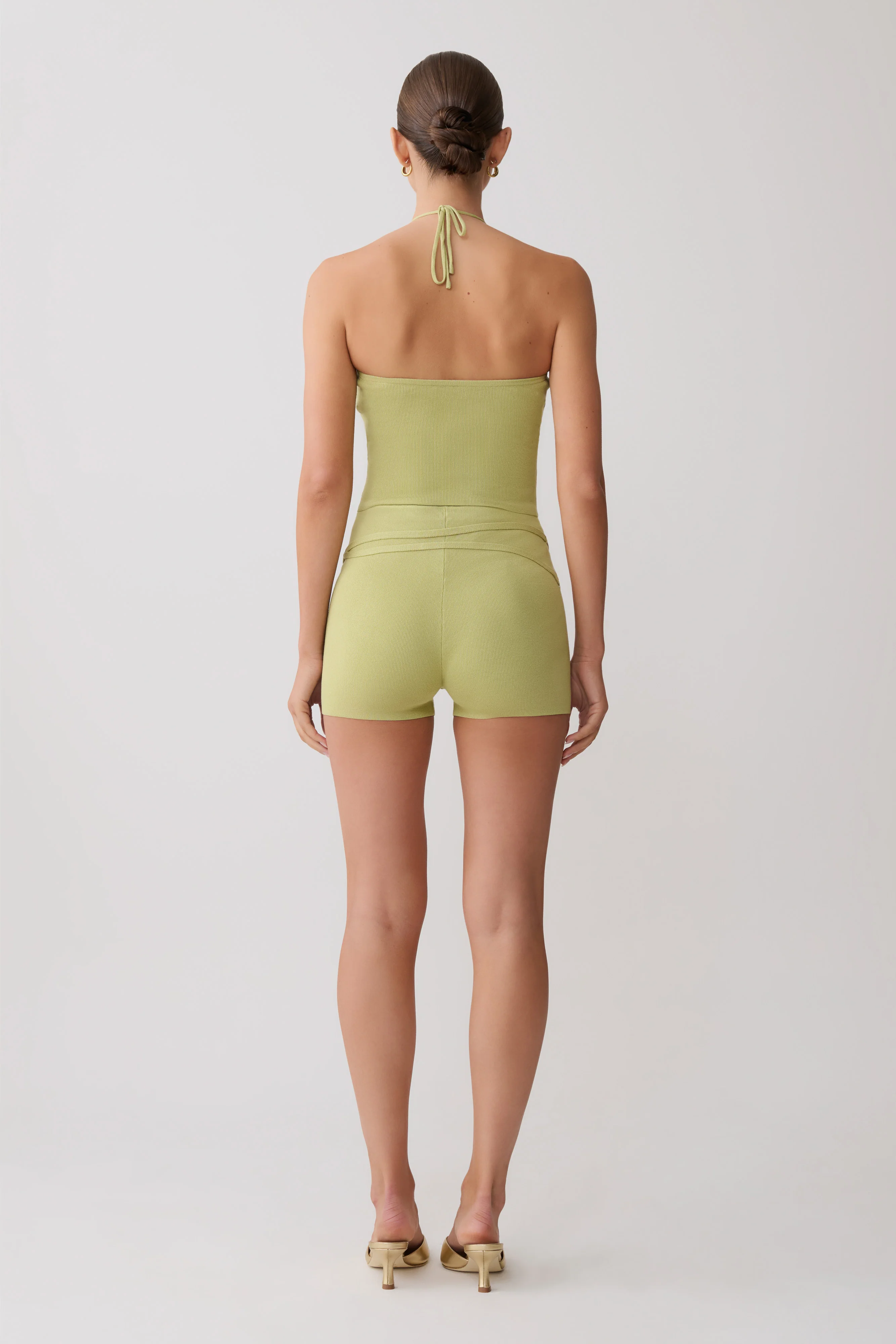 Dimitri Mini Knit Shorts With Belt - Light Olive