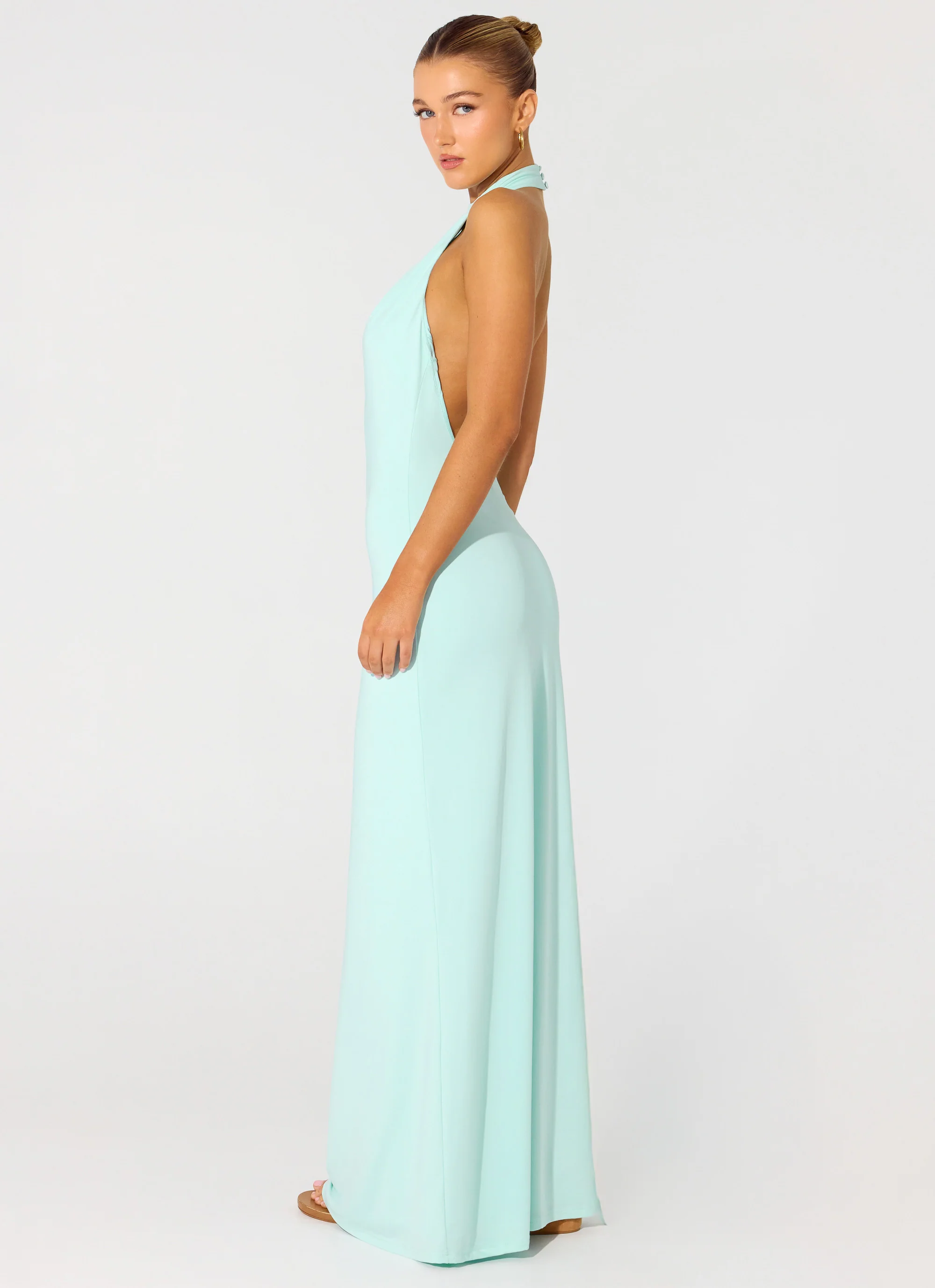 Mougleta Backless Maxi Dress - Aqua - luluinthesky