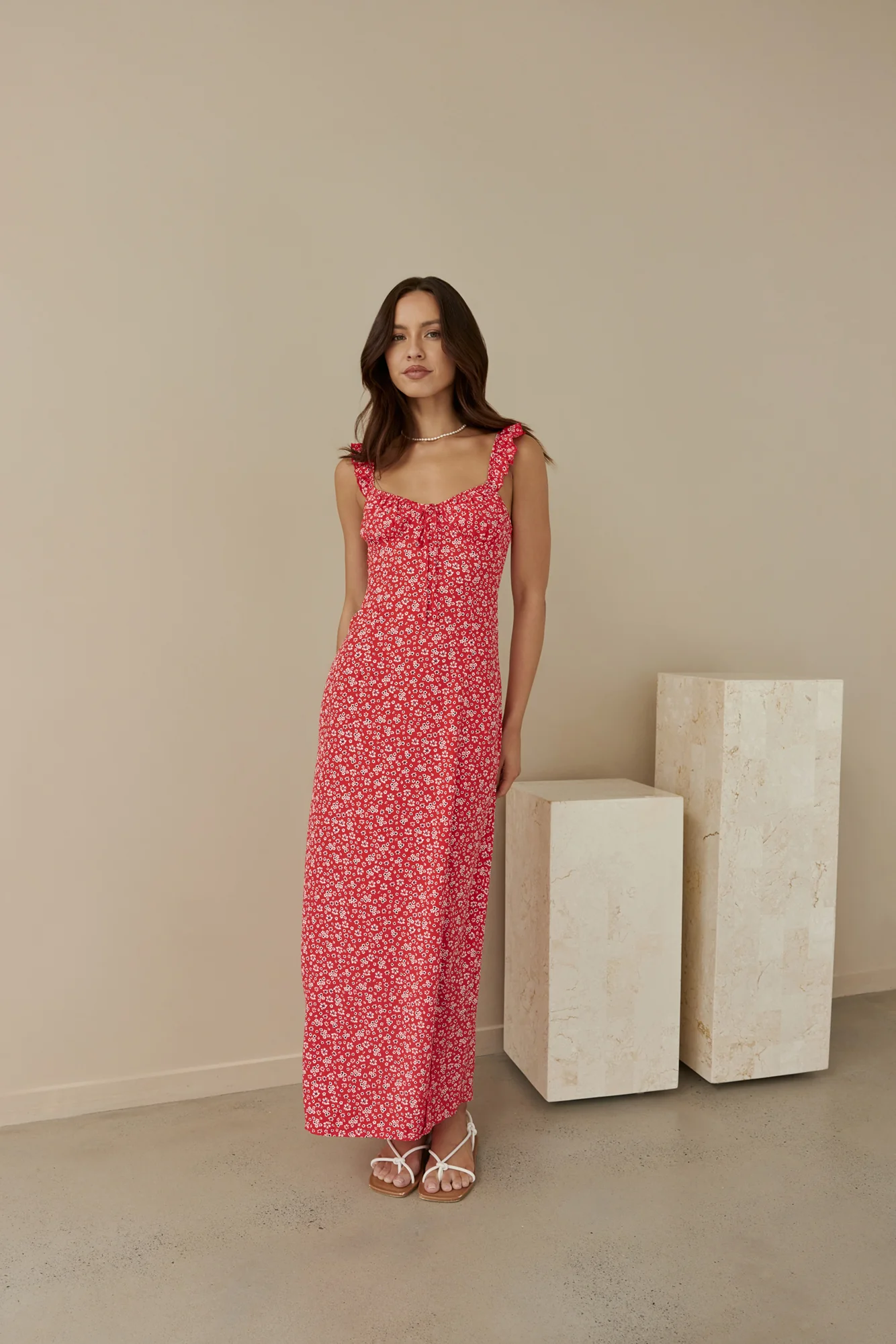 Berry Bloom Maxi Dress Red